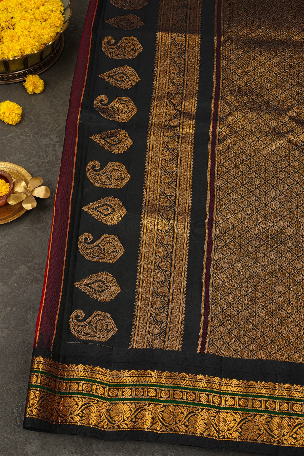 Gadwal Silk Maroon Saree