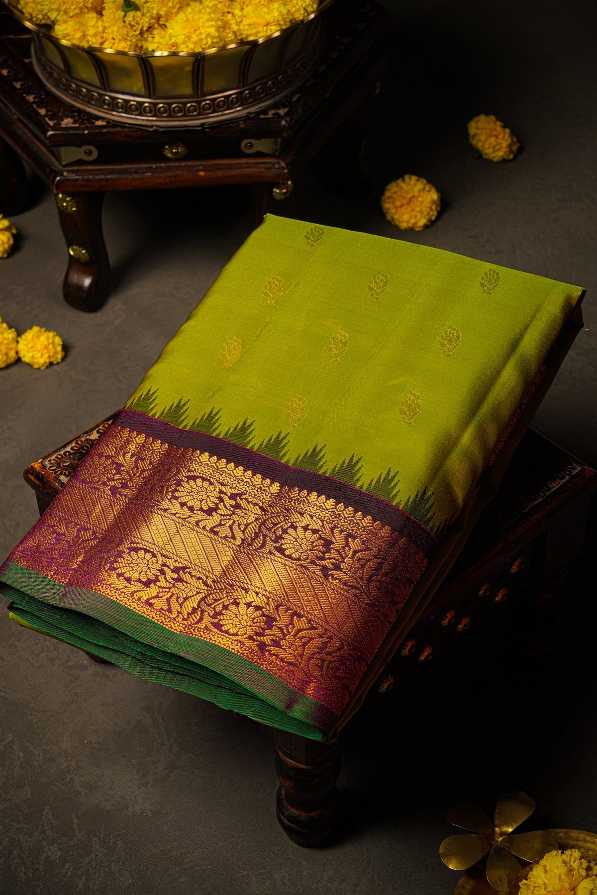 Gadwal Silk Green Saree