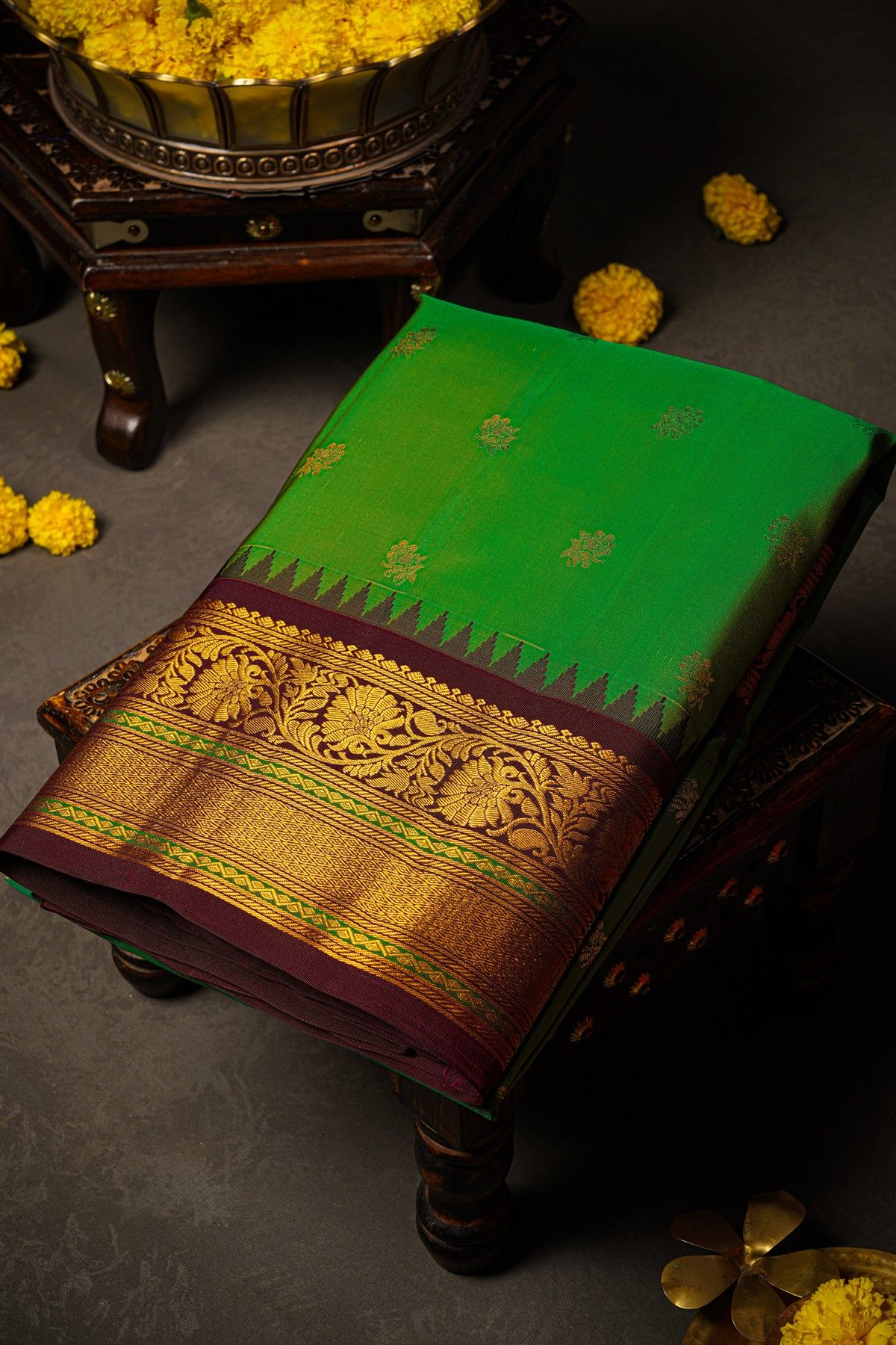 Gadwal Silk Green Saree