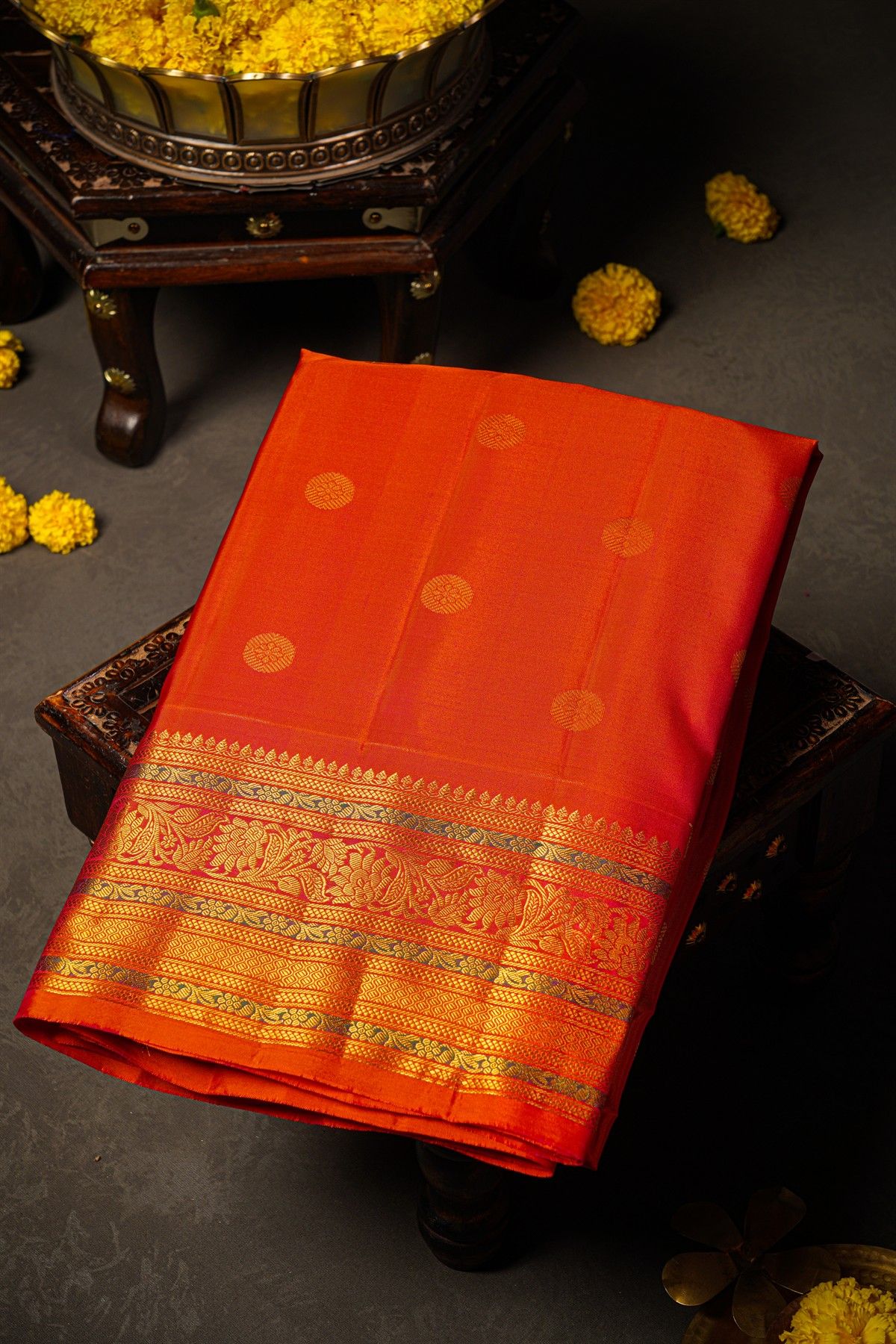 Gadwal Silk Orange Saree