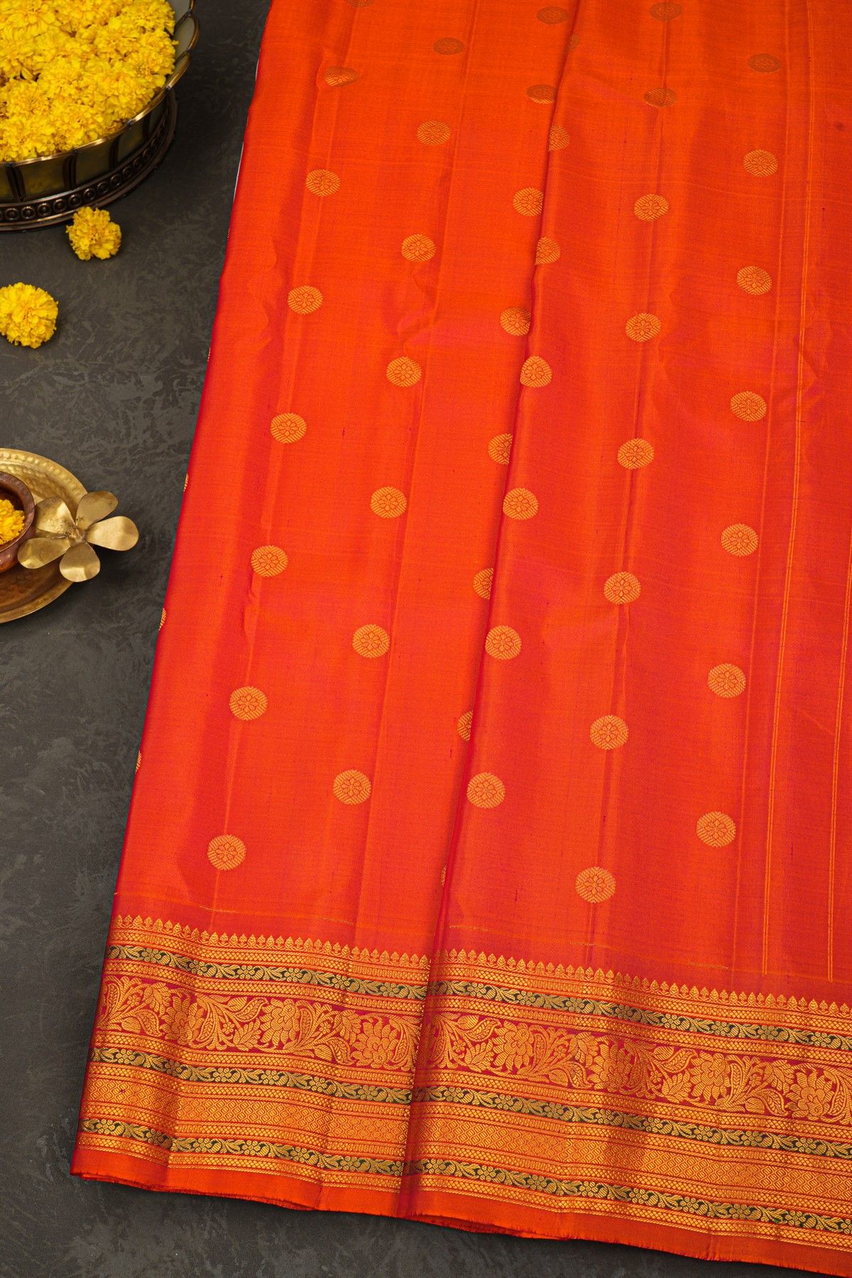 Gadwal Silk Orange Saree