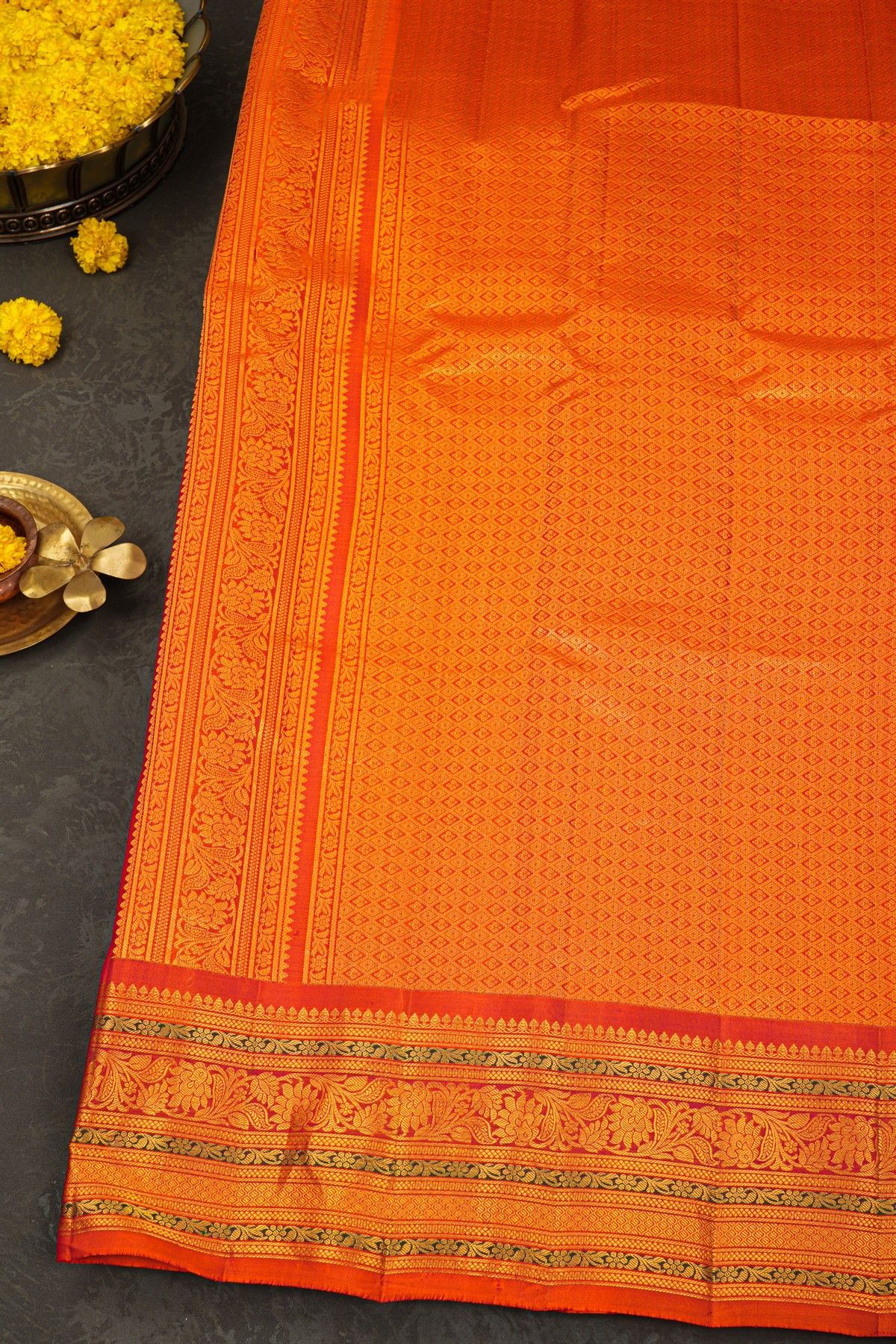 Gadwal Silk Orange Saree