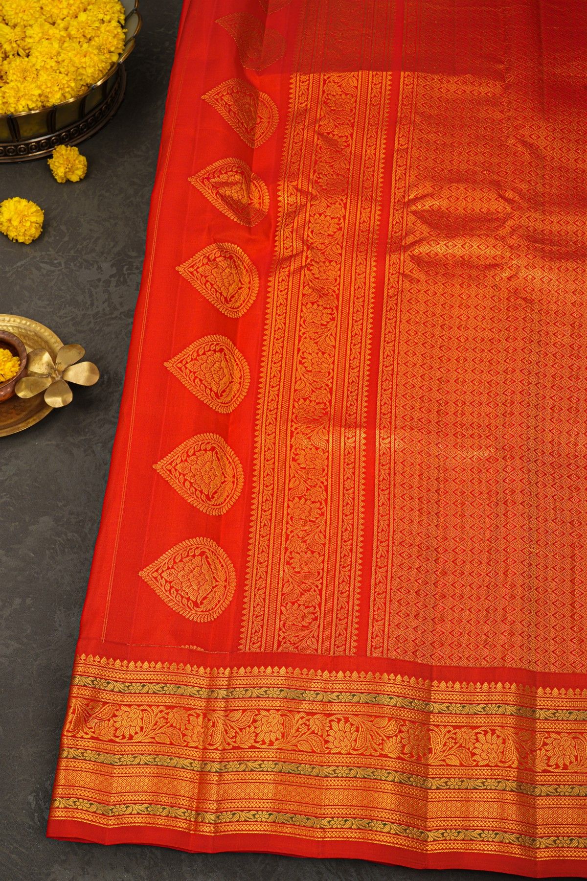 Gadwal Silk Red Saree