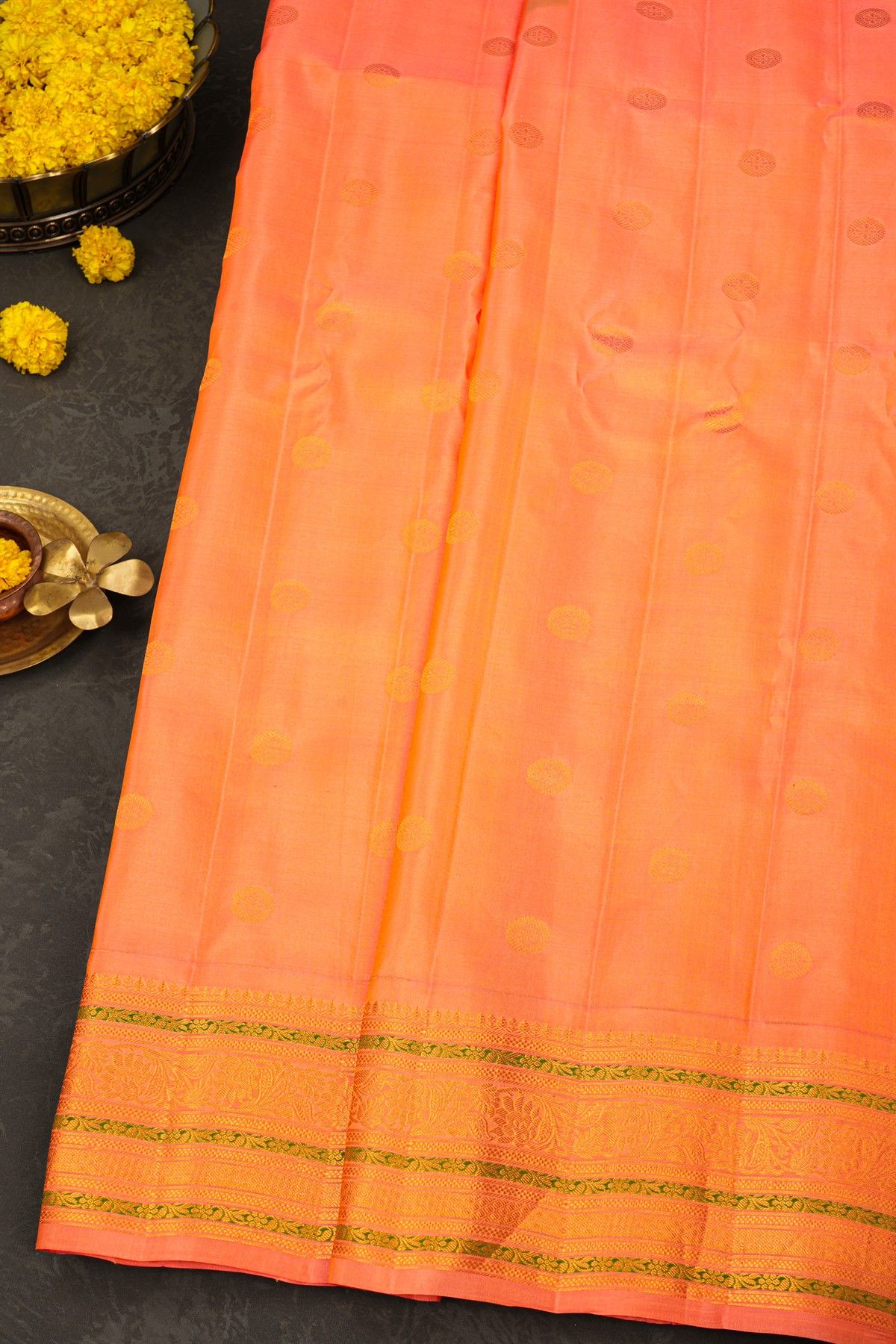 Gadwal Silk Peach Saree