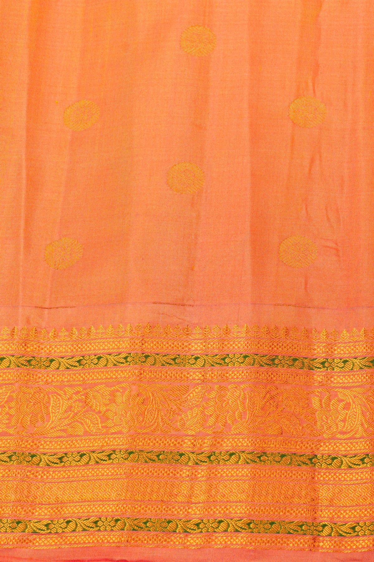 Gadwal Silk Peach Saree