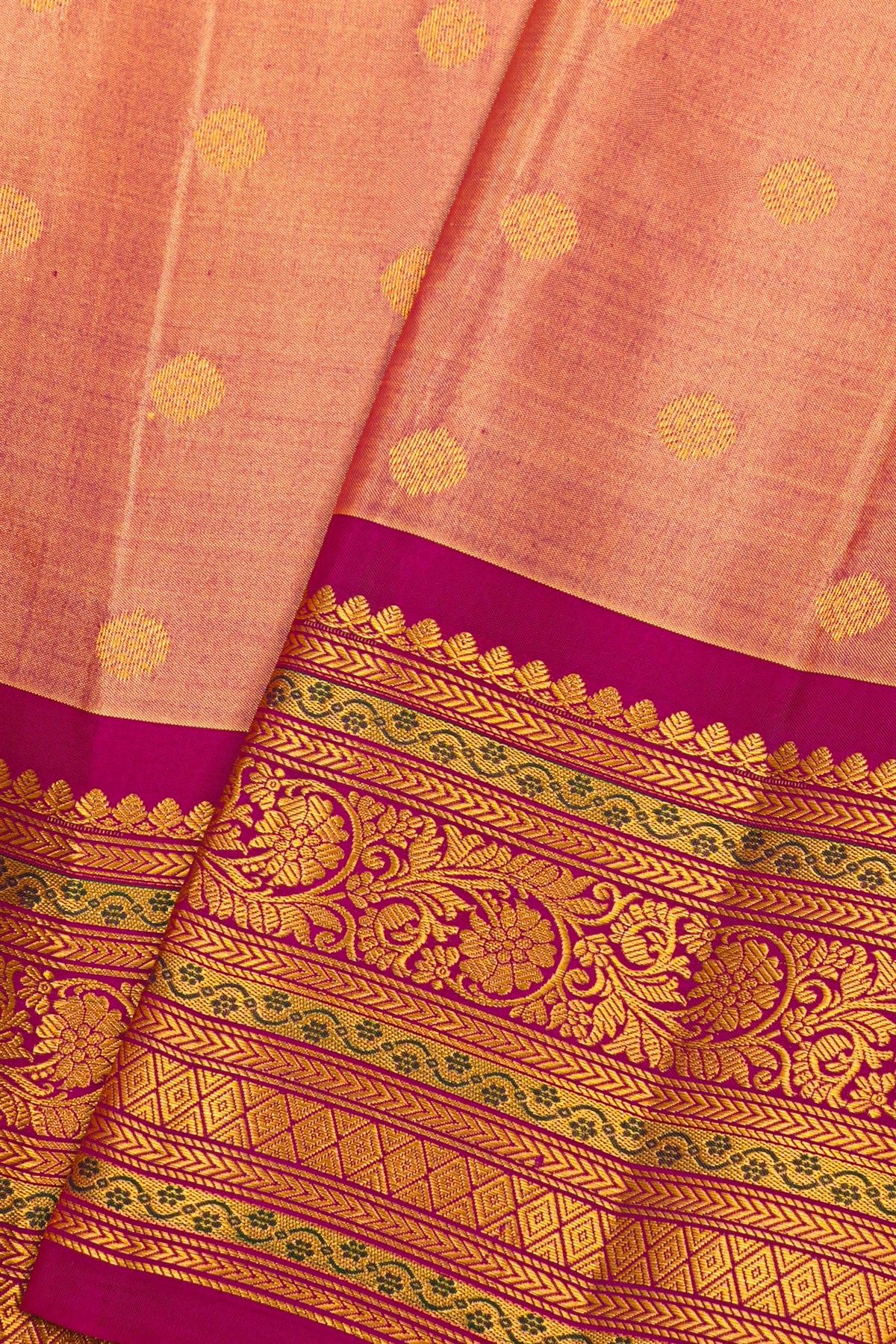 Gadwal Silk Peach Saree