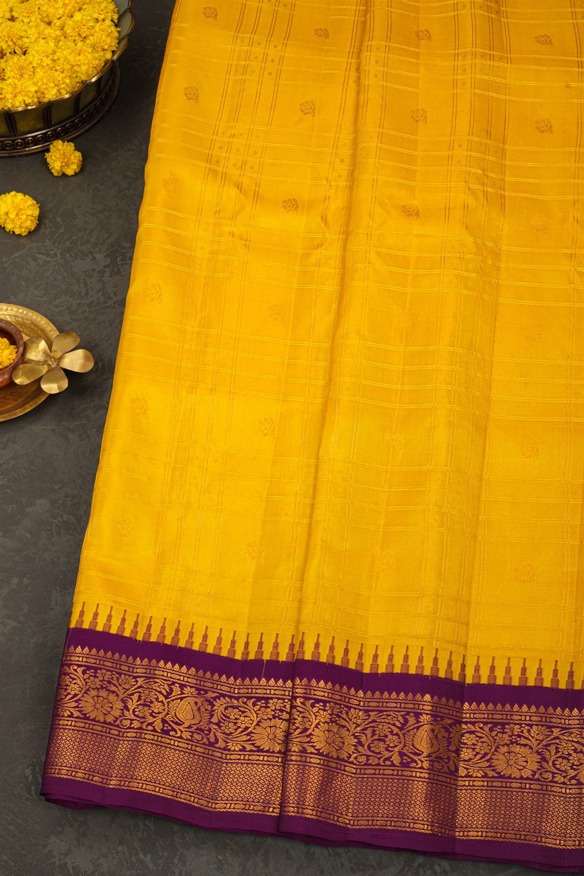 Gadwal Silk Yellow Saree