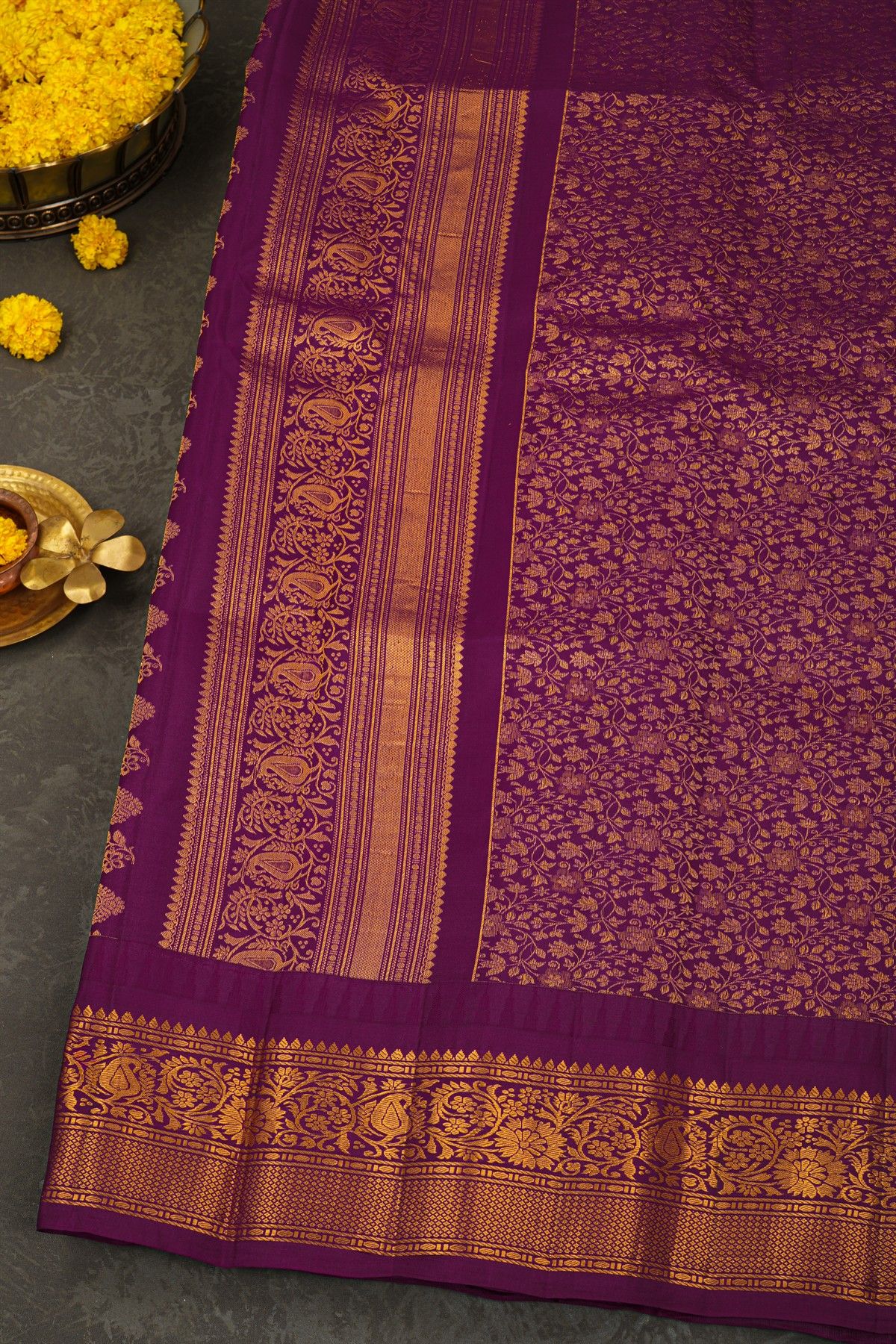 Gadwal Silk Yellow Saree