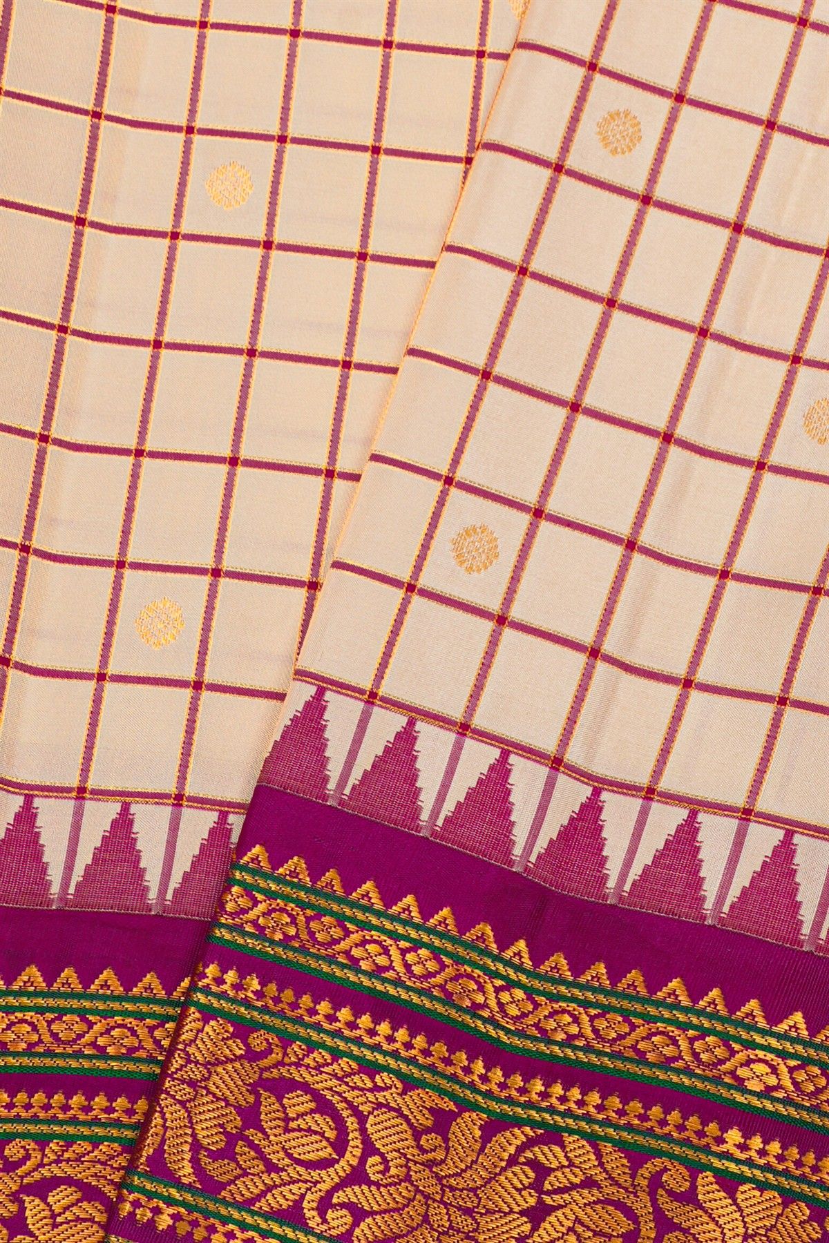 Gadwal Silk Off White Saree