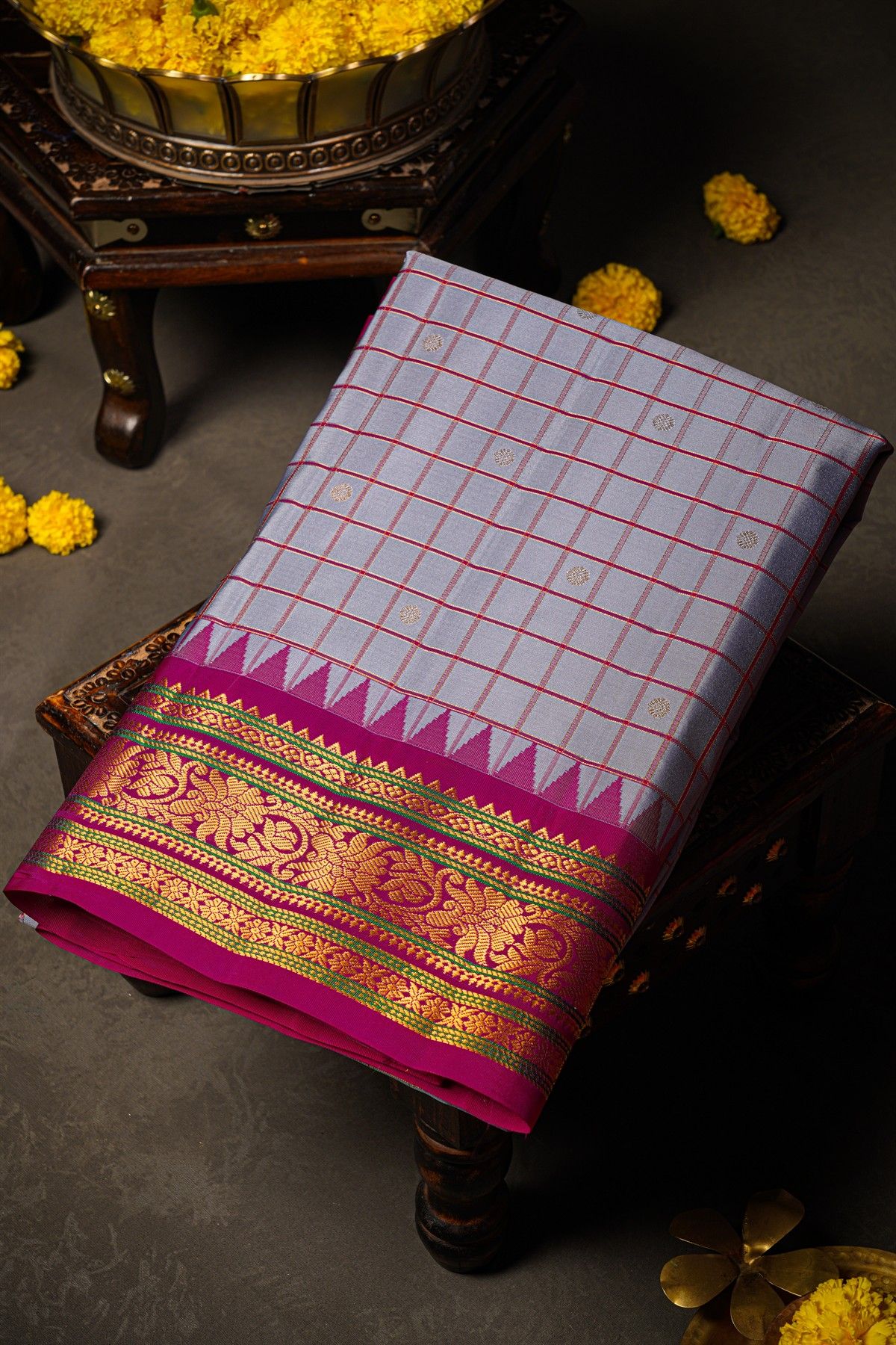 Gadwal Silk Sky Blue Saree