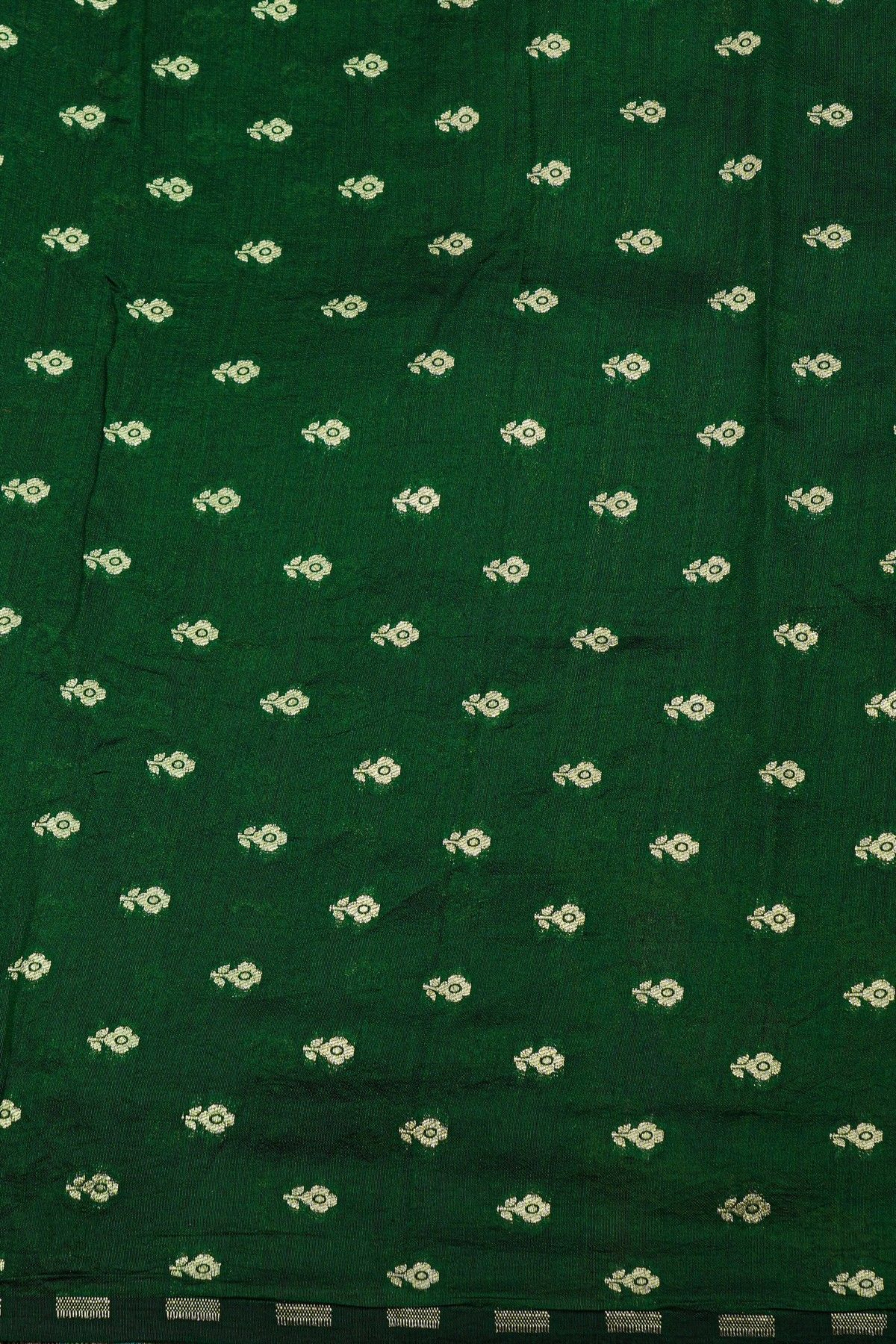 Designer Kora Bottle Green Saree