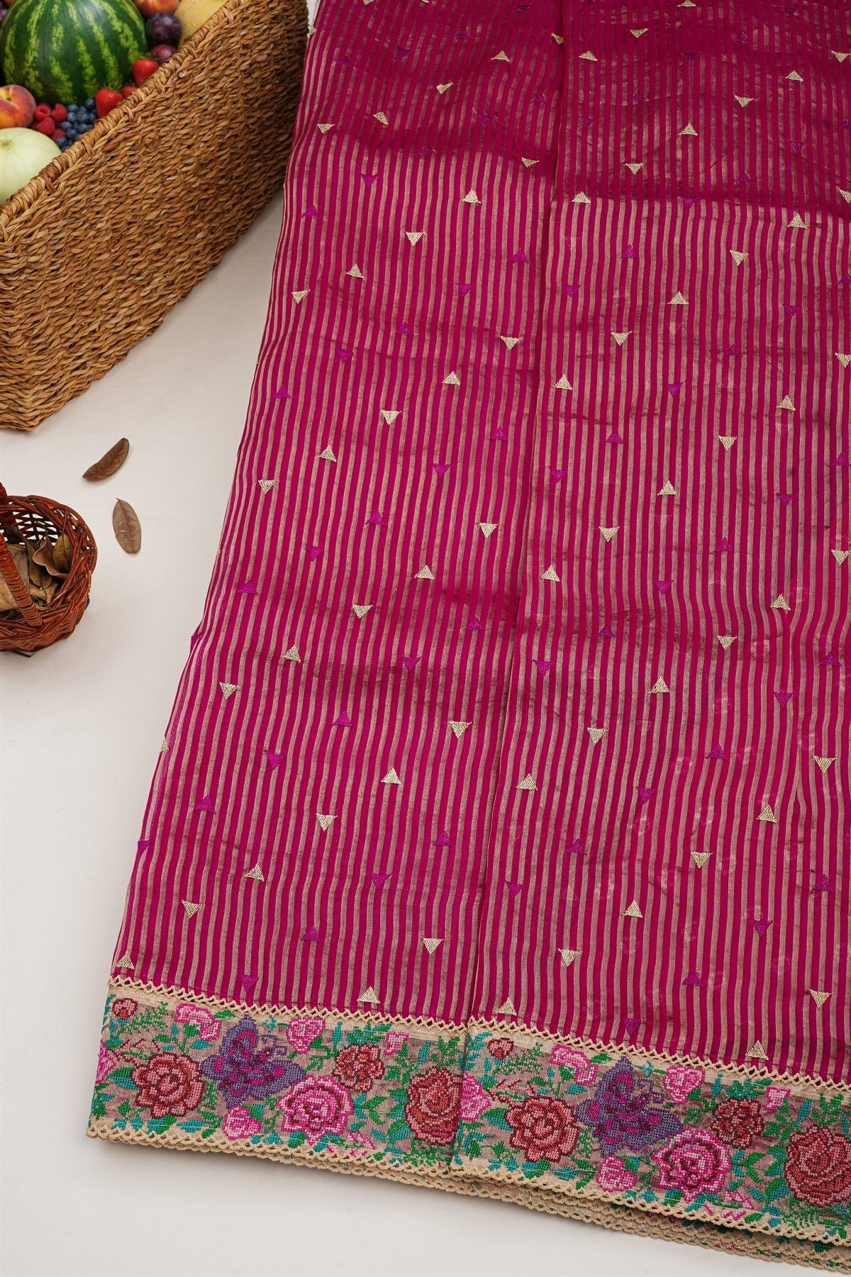 Designer Kora Magenta Saree