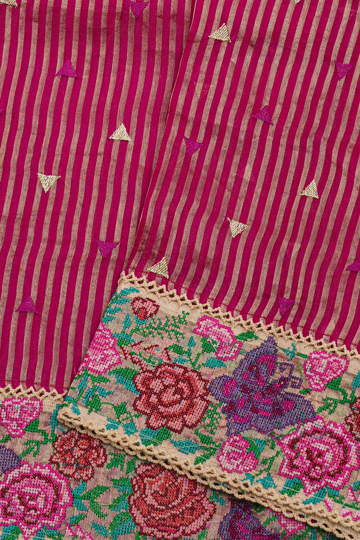 Designer Kora Magenta Saree