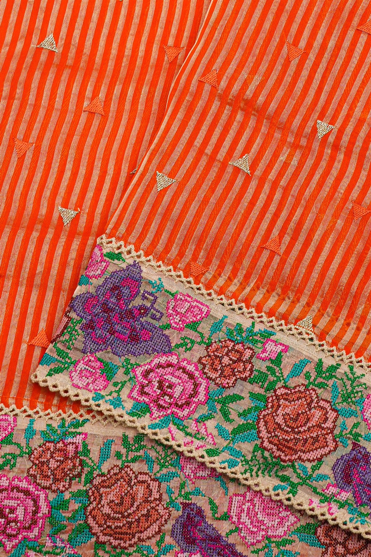 Designer Kora Orange Saree