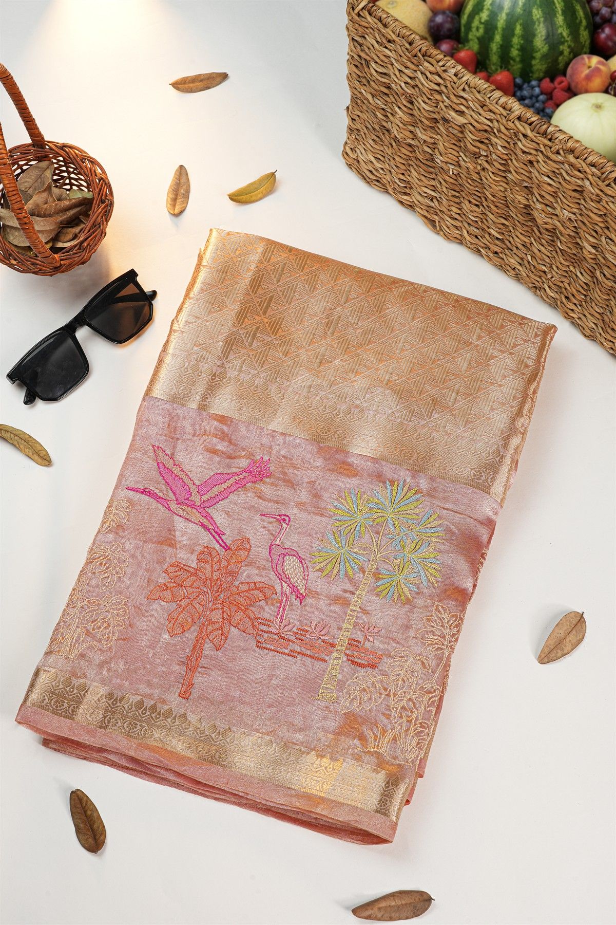 Designer Kora Peach Saree
