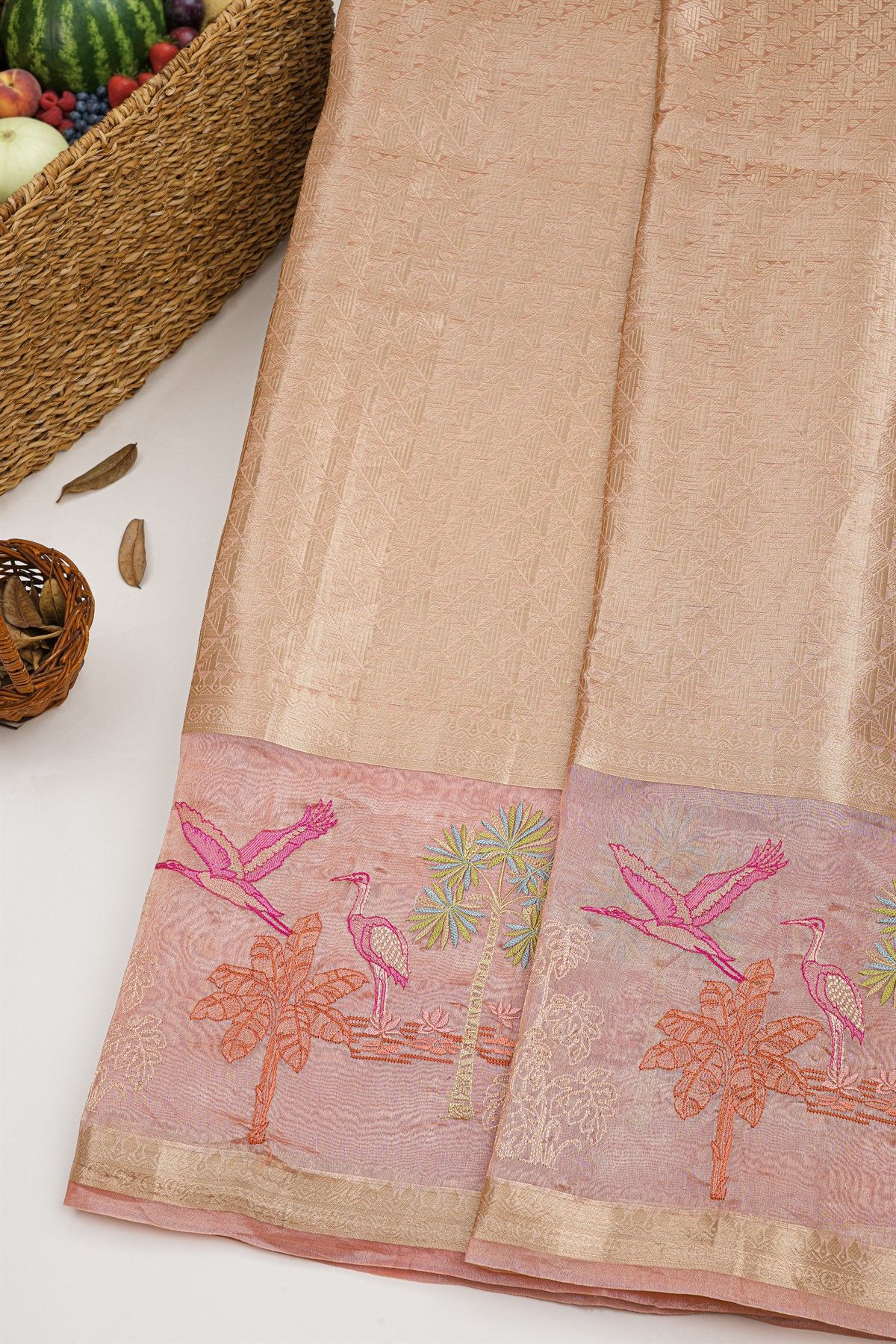 Designer Kora Peach Saree