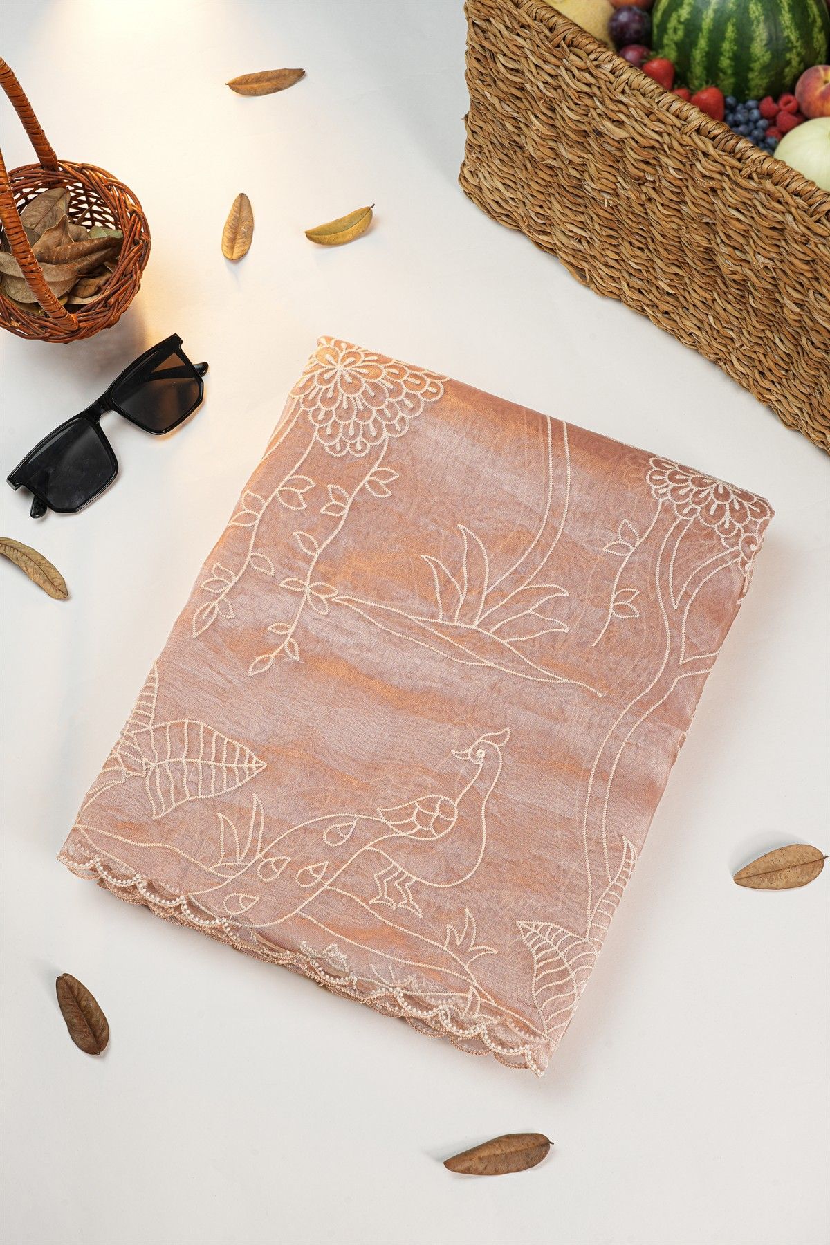 Designer Kora Peach Saree