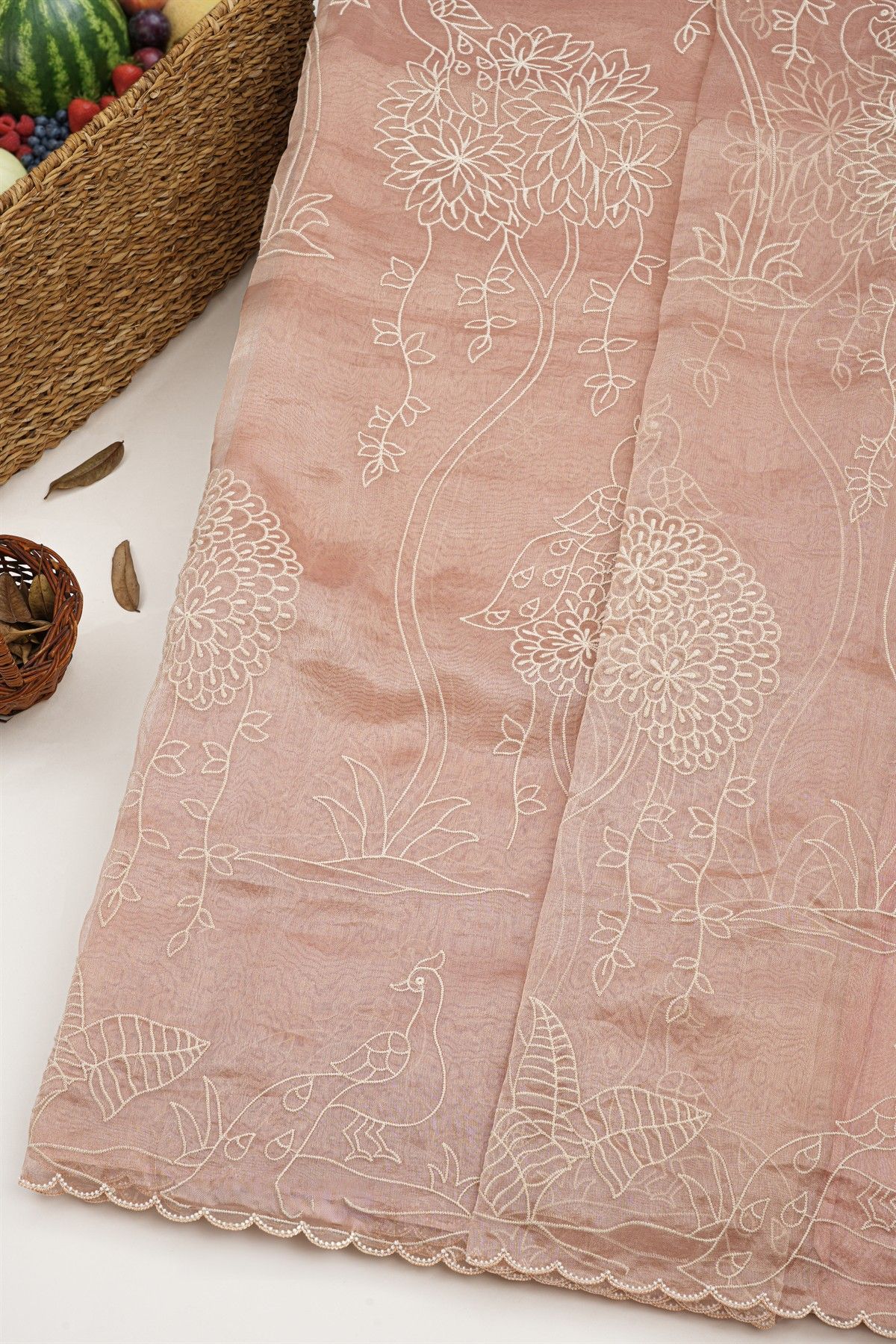 Designer Kora Peach Saree