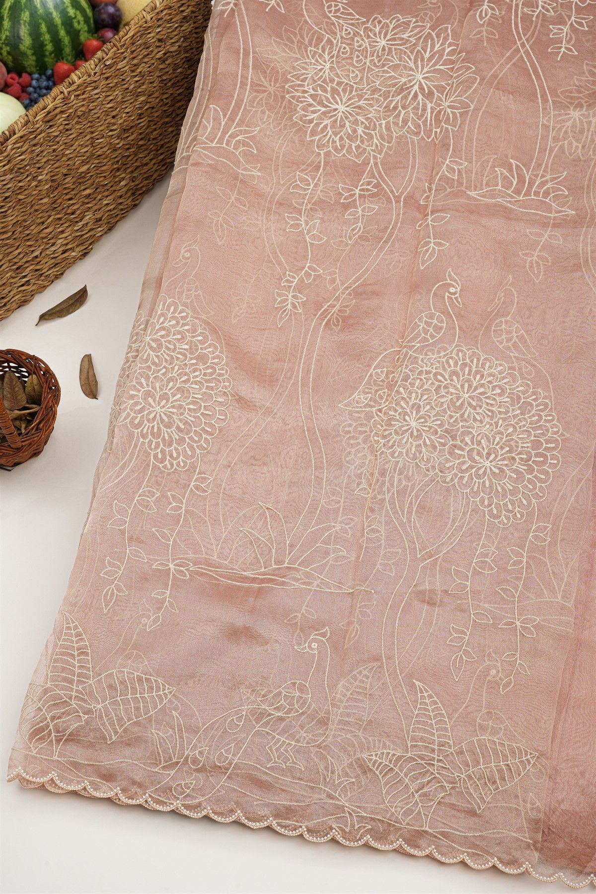 Designer Kora Peach Saree