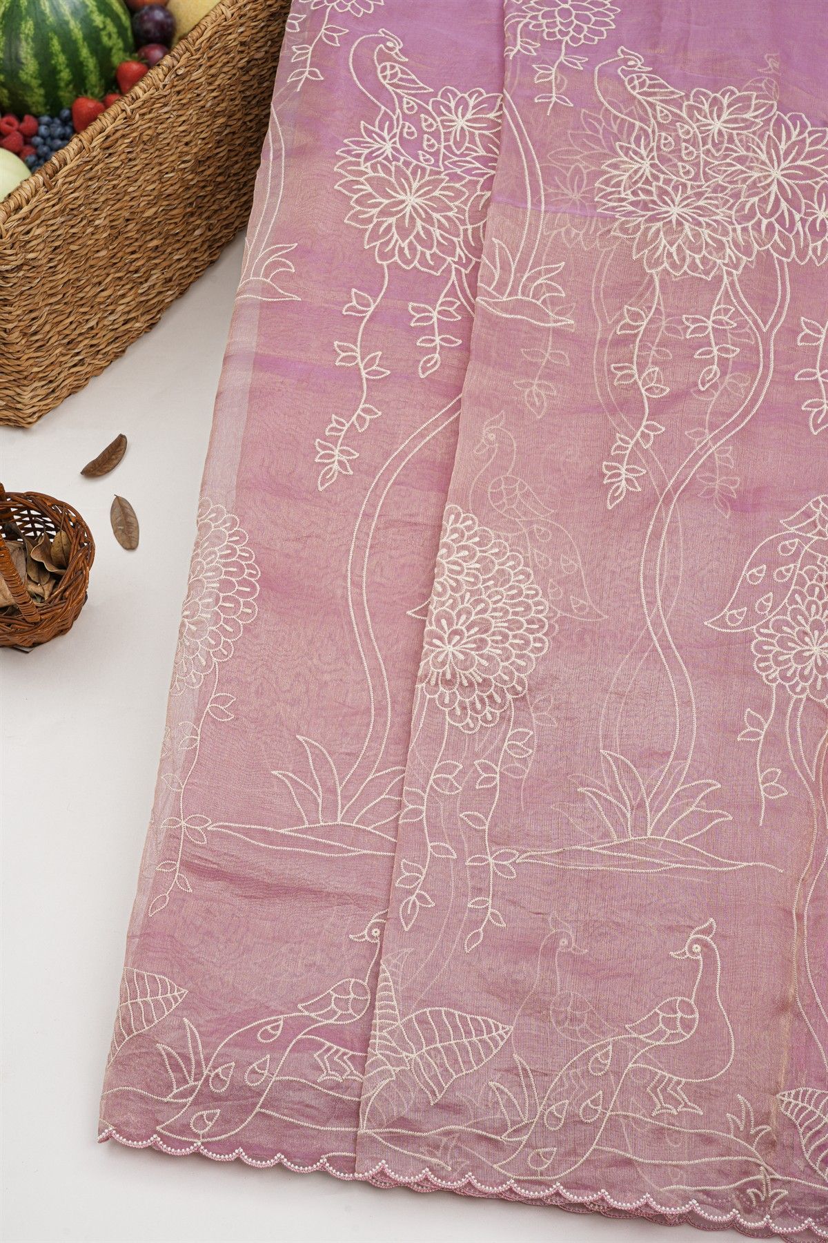 Designer Kora Pink Saree