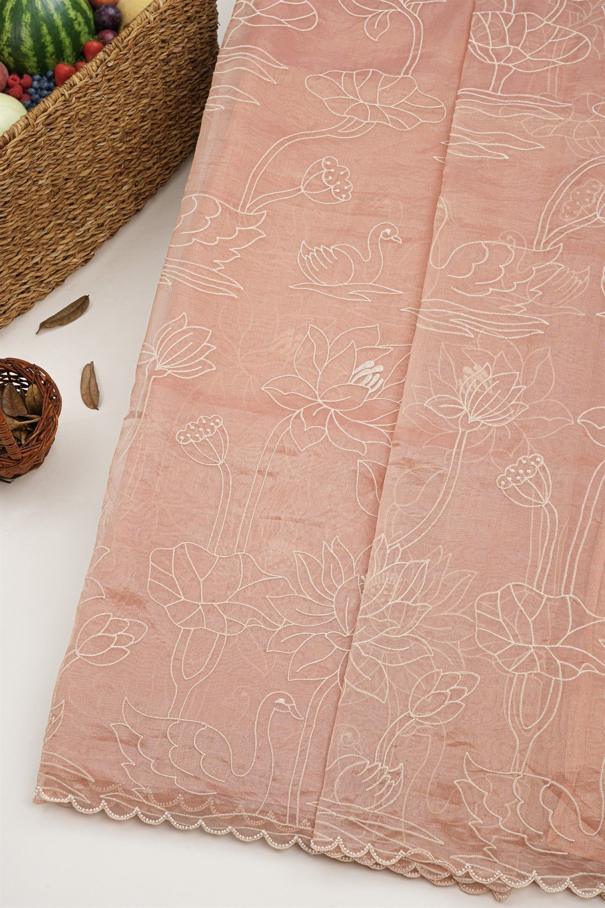 Designer Kora Peach Saree