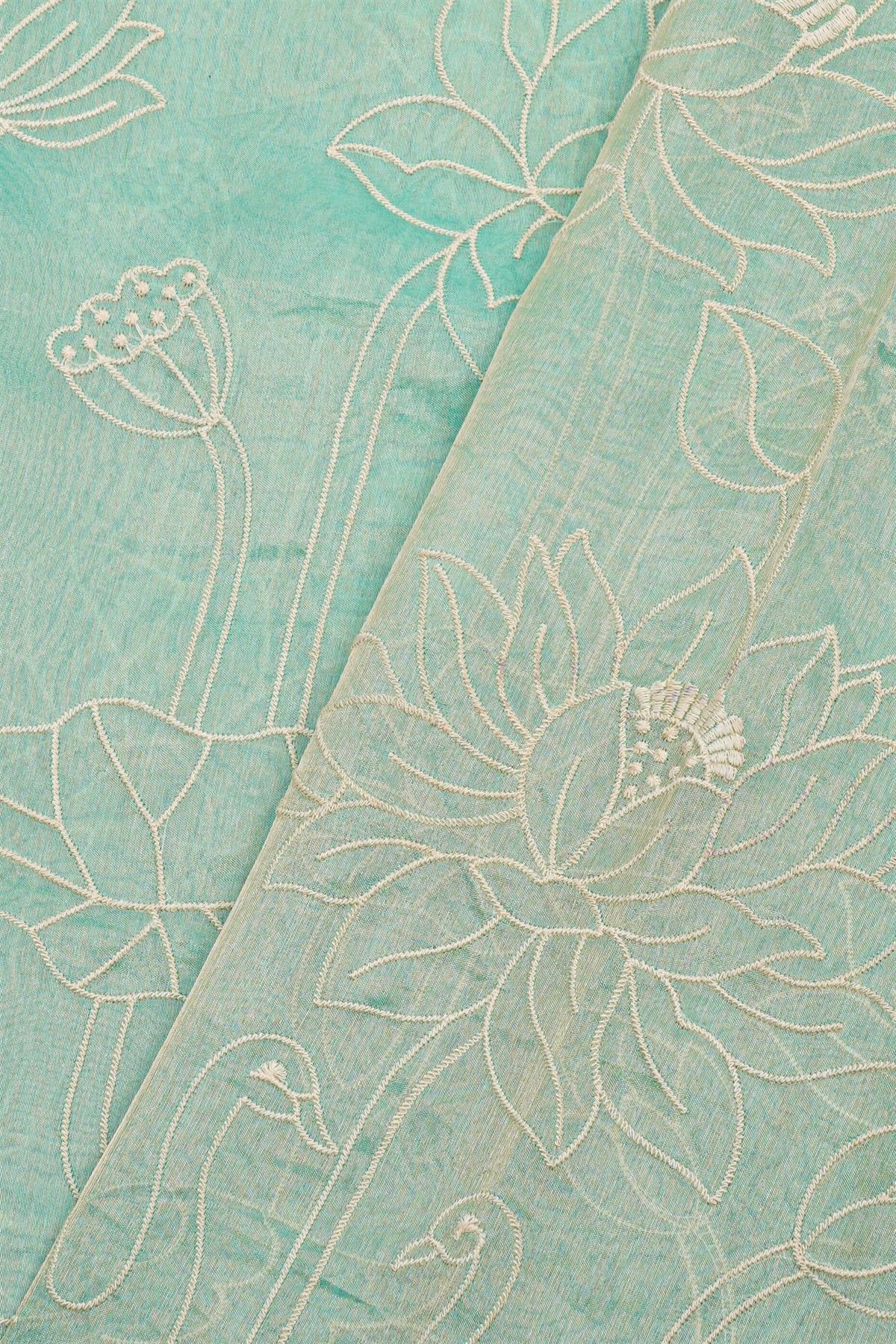 Designer Kora Sky Blue Saree