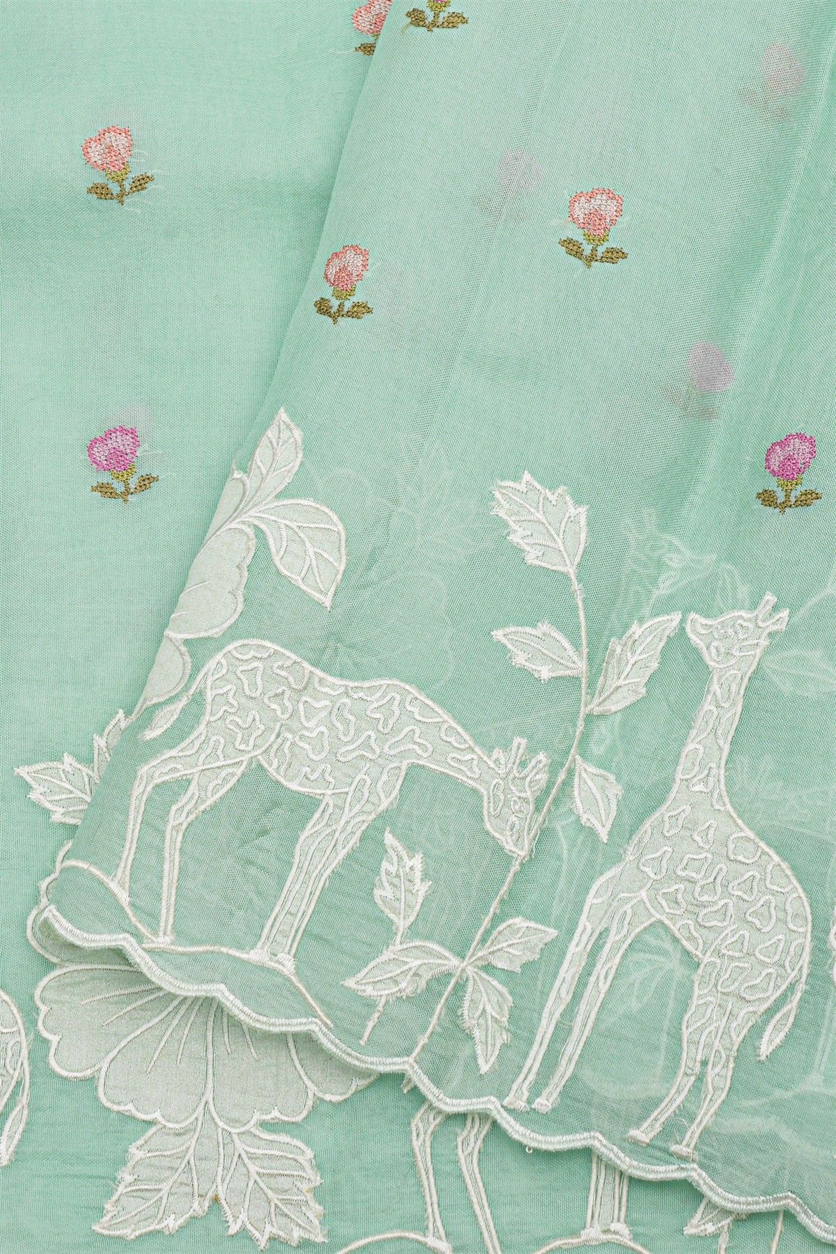 Designer Kora Sky Blue Saree
