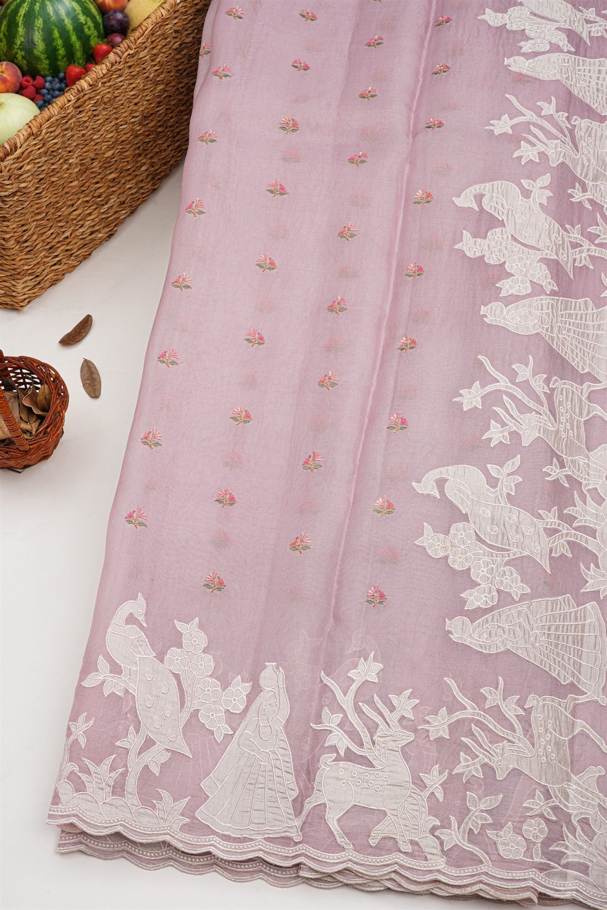 Designer Kora Light Pink Saree