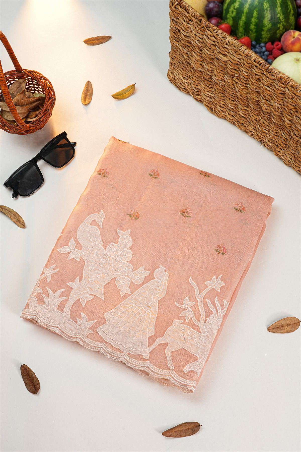 Designer Kora Peach Saree
