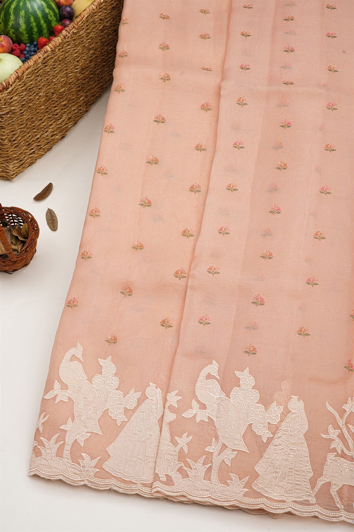 Designer Kora Peach Saree