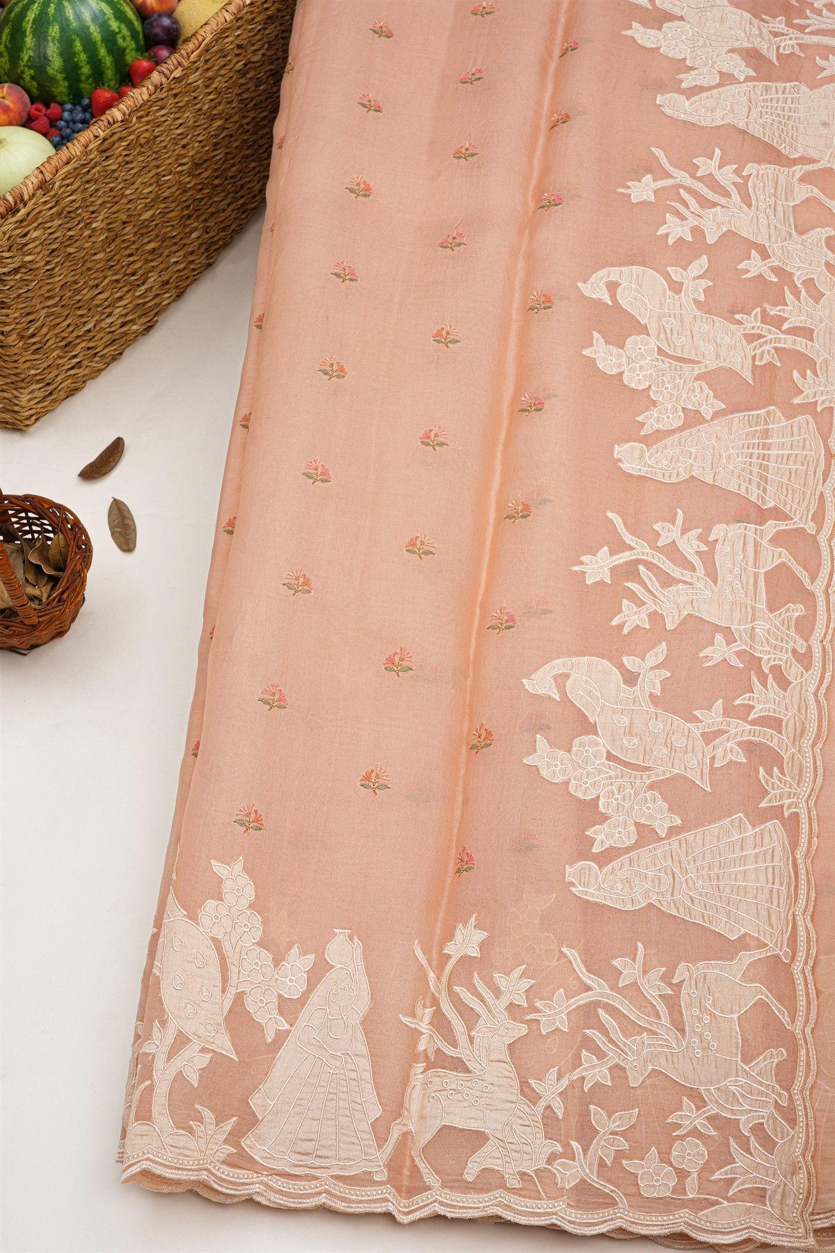 Designer Kora Peach Saree