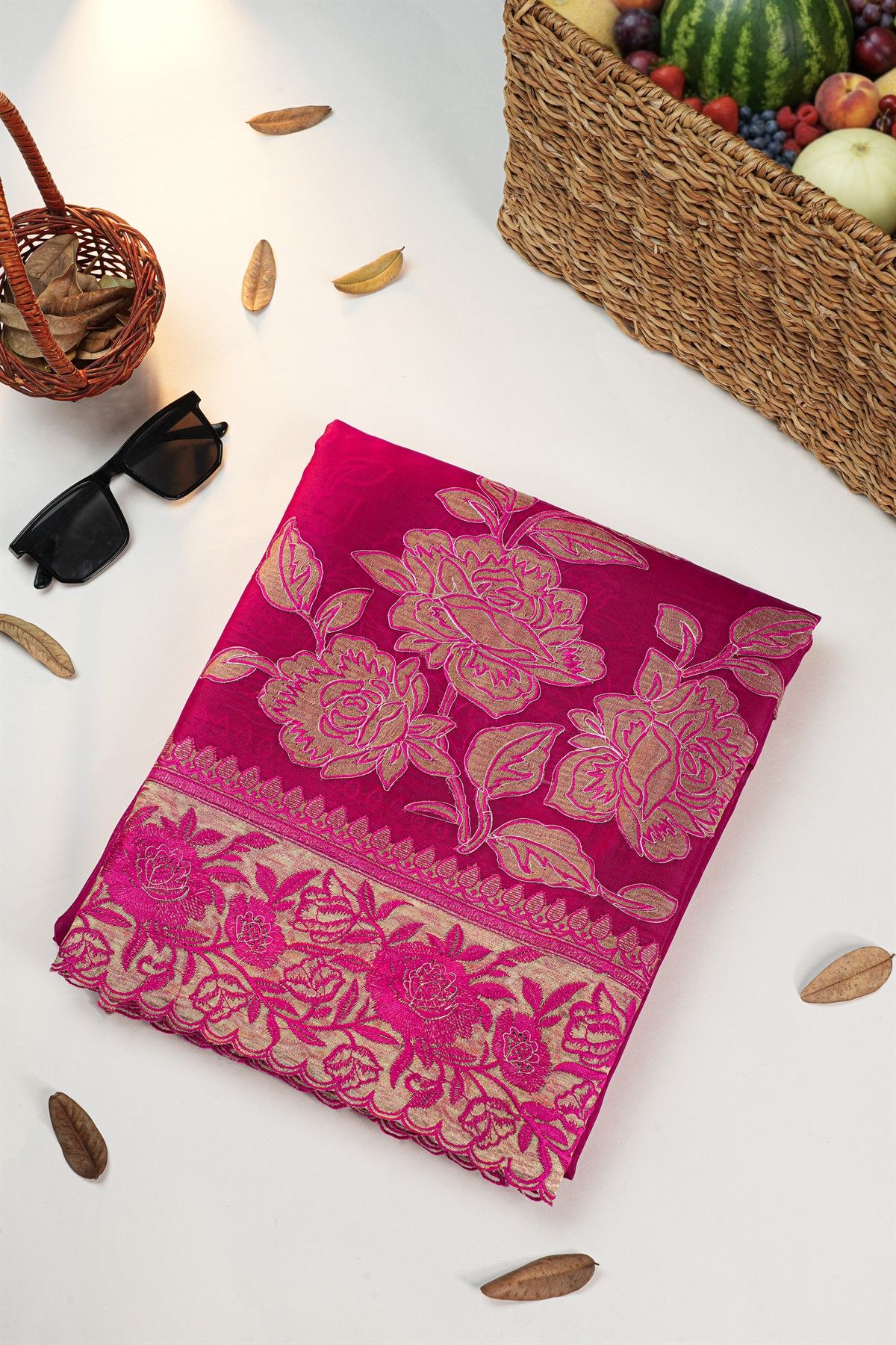 Designer Kora Magenta Saree