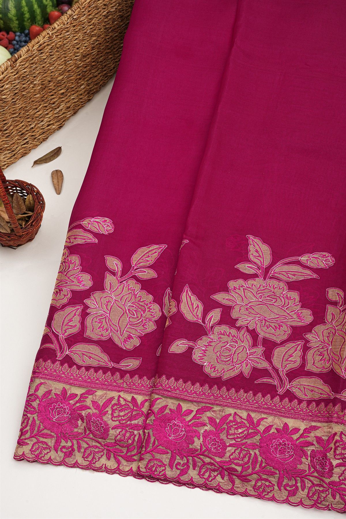 Designer Kora Magenta Saree