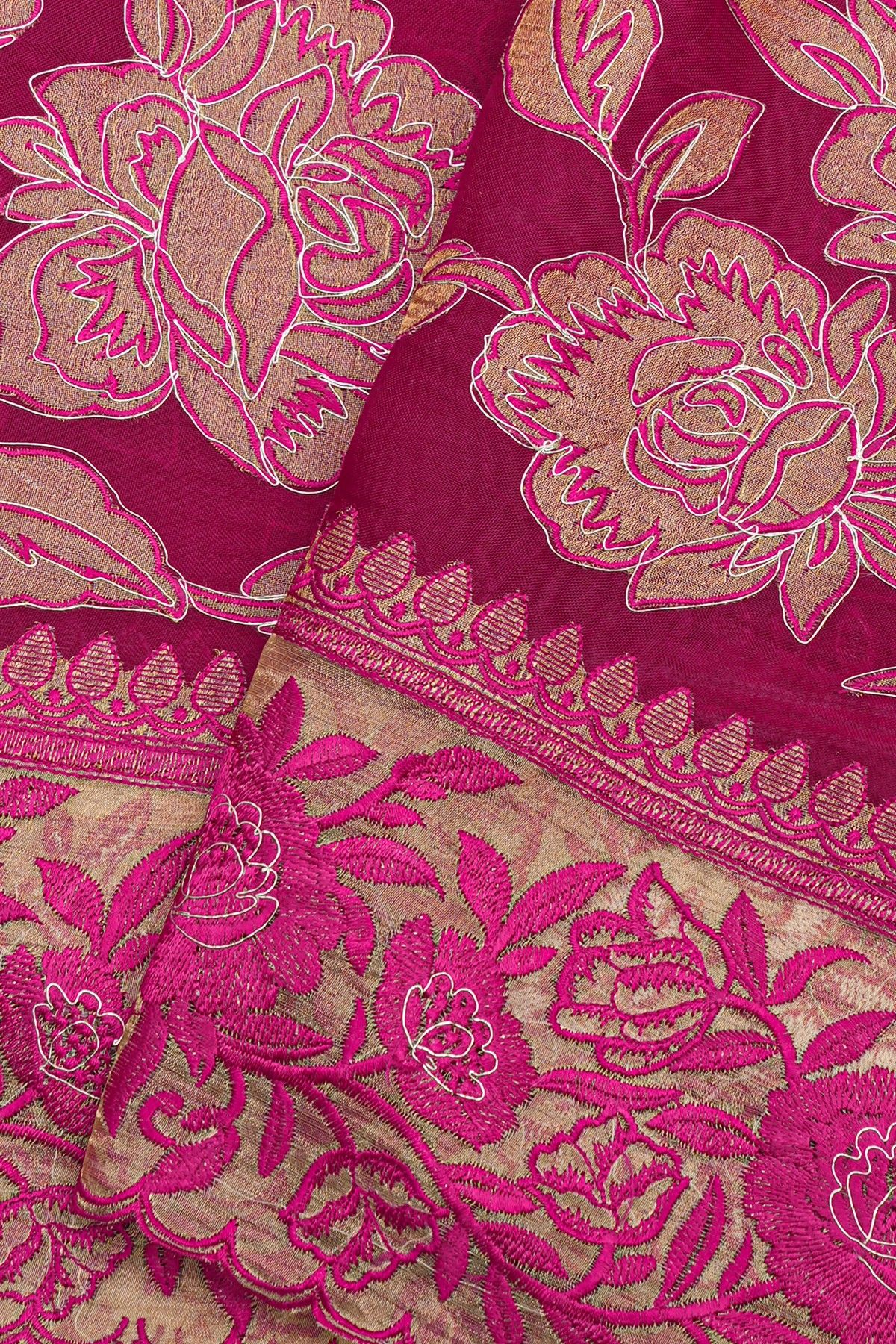 Designer Kora Magenta Saree