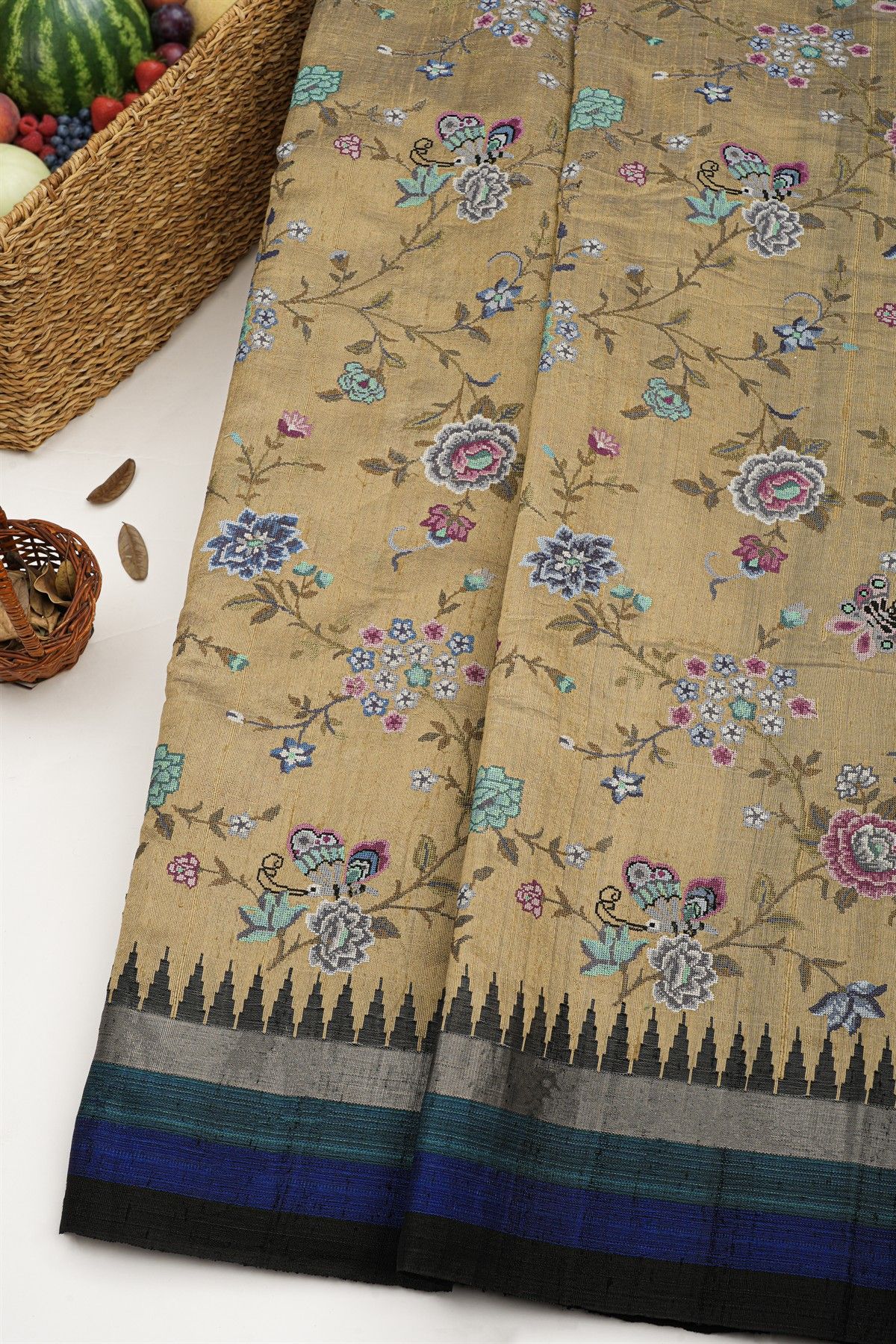 Designer Kora Cream Saree