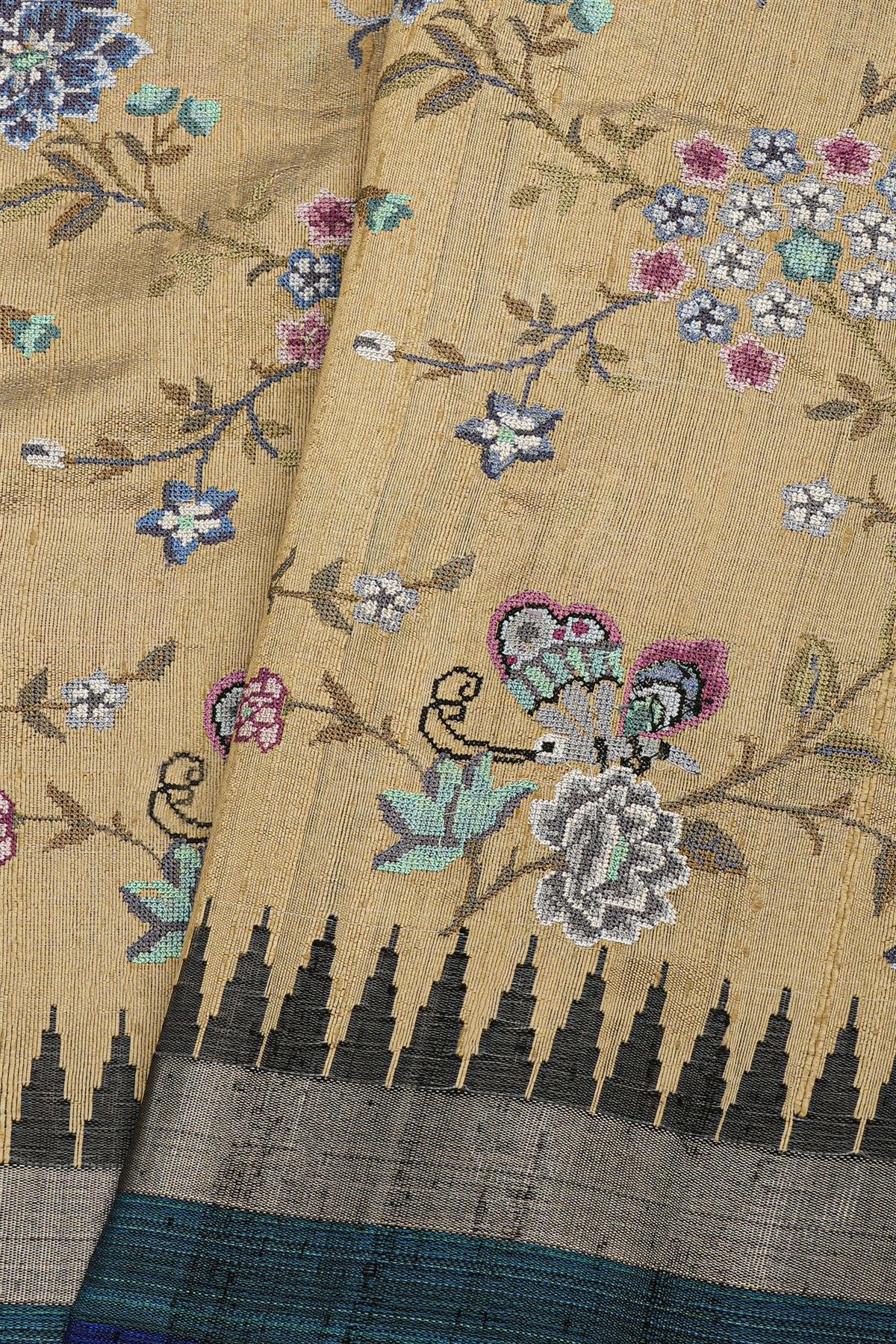 Designer Kora Cream Saree