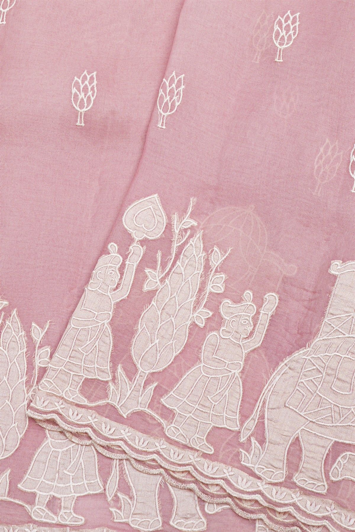 Designer Kora Baby Pink Saree