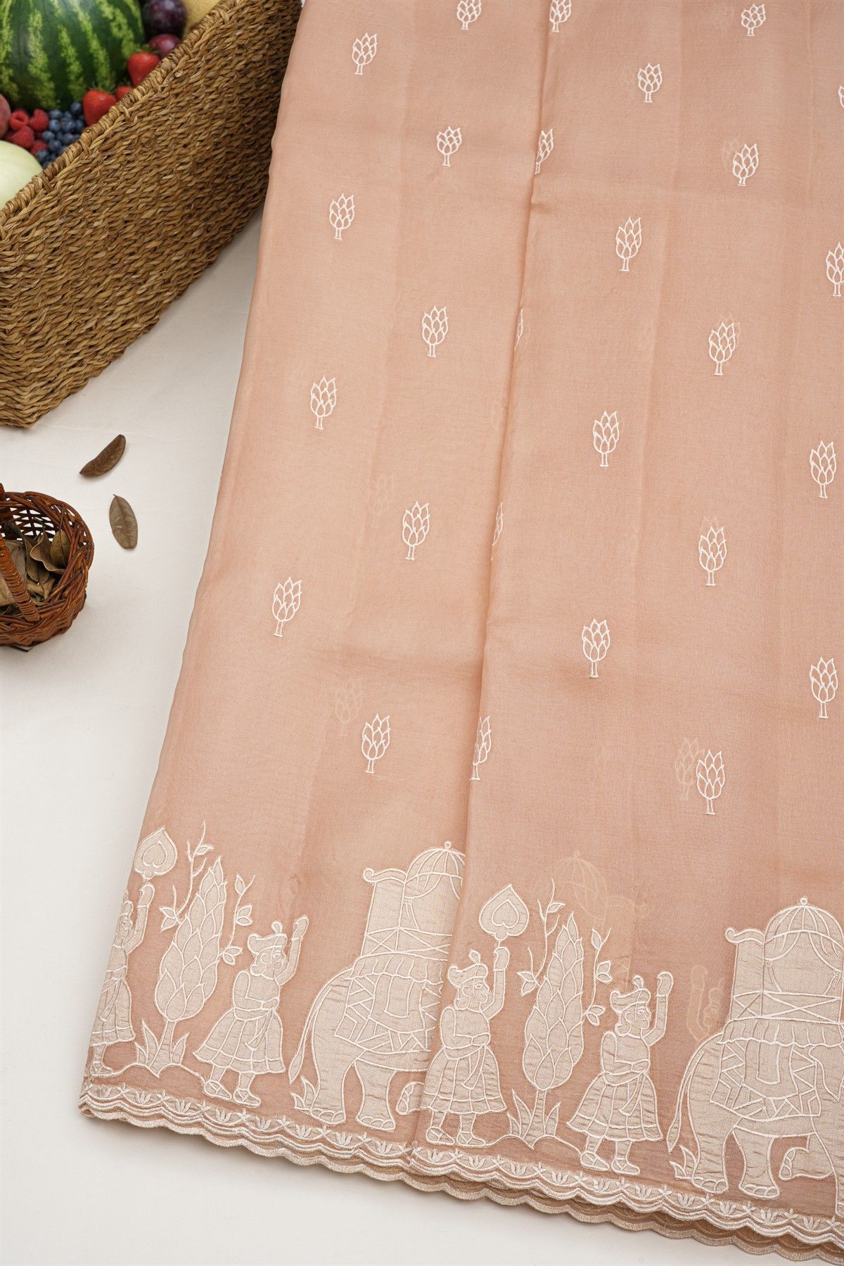 Designer Kora Peach Saree