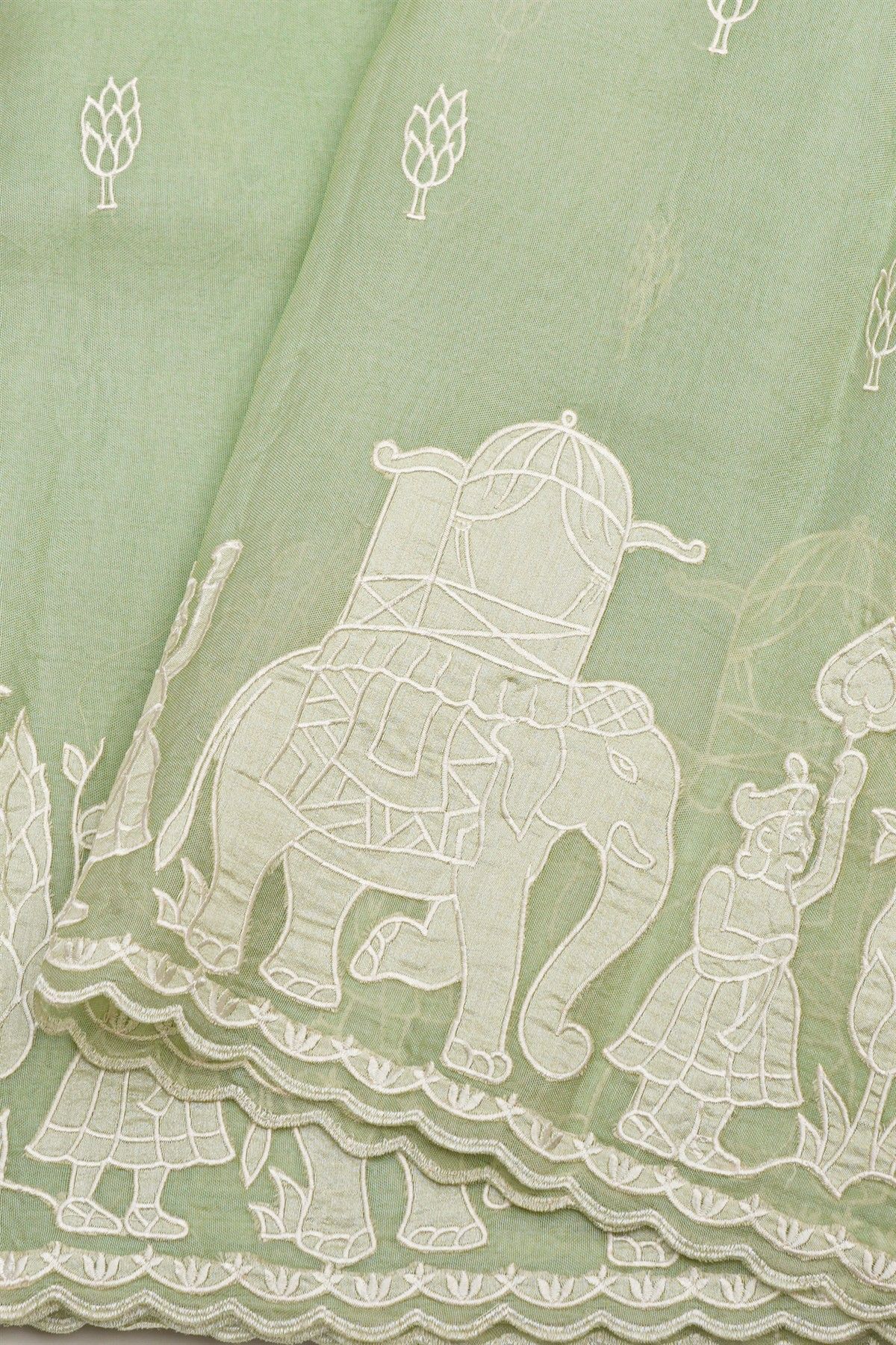 Designer Kora Pista Green Saree