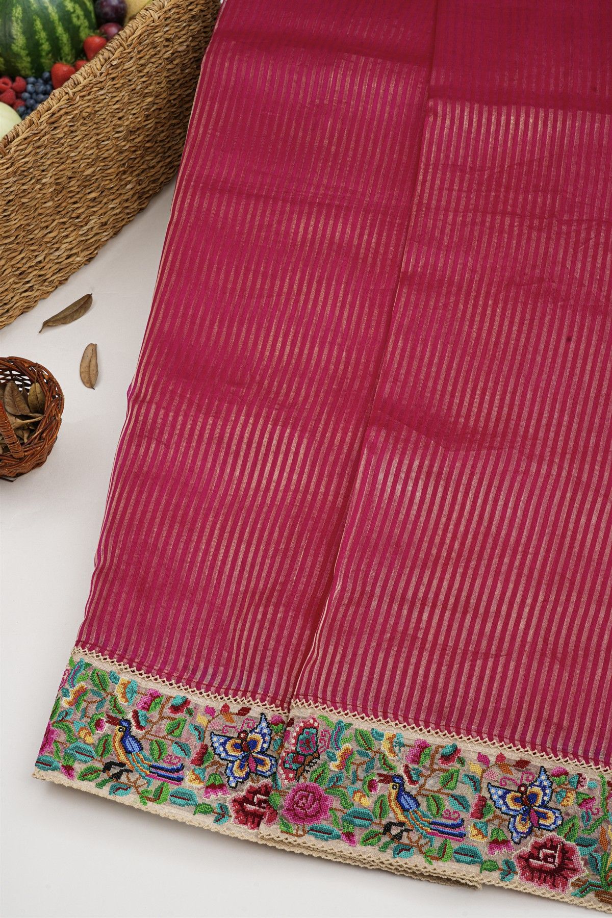 Designer Kora Magenta Saree