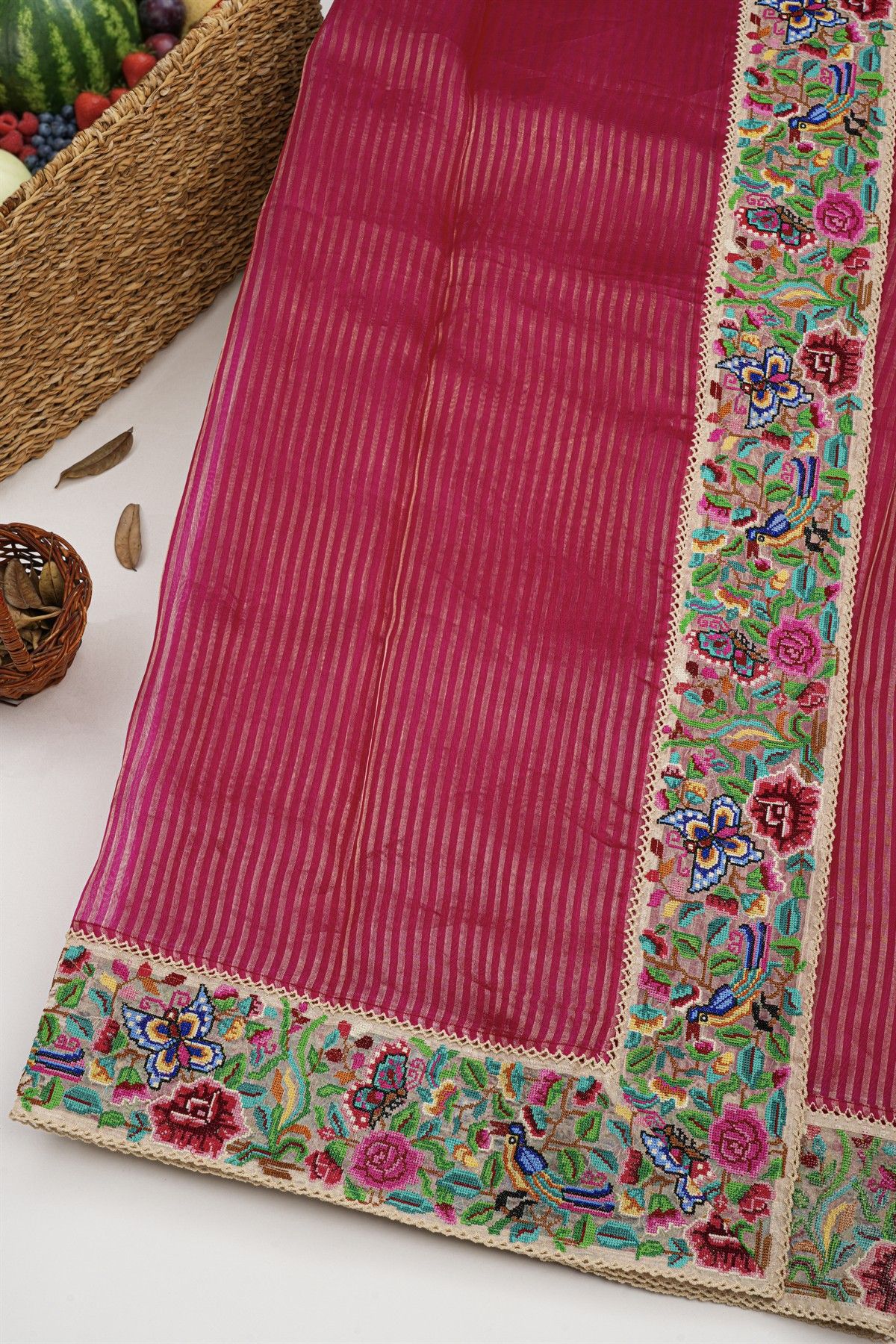 Designer Kora Magenta Saree