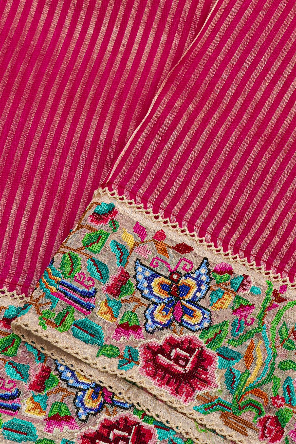 Designer Kora Magenta Saree
