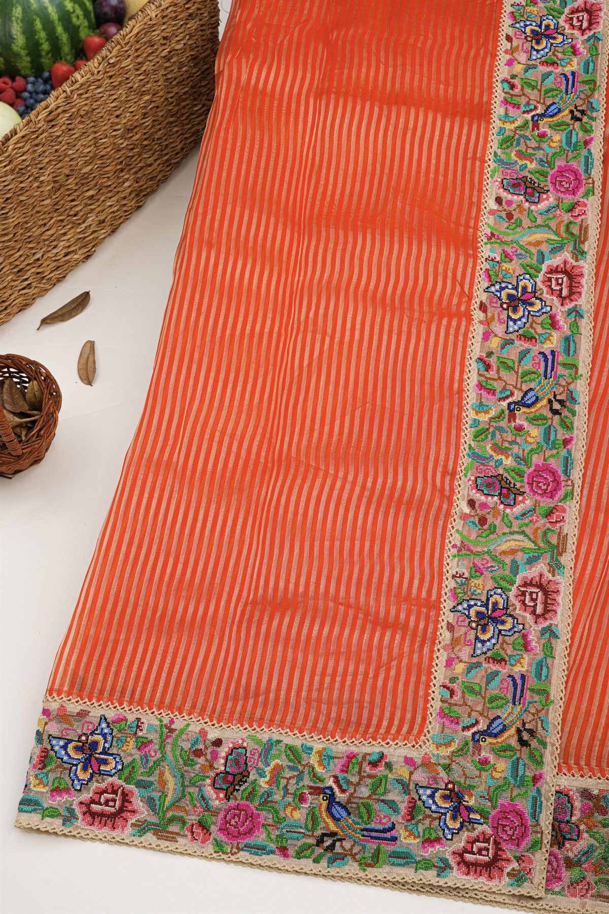 Designer Kora Red Saree