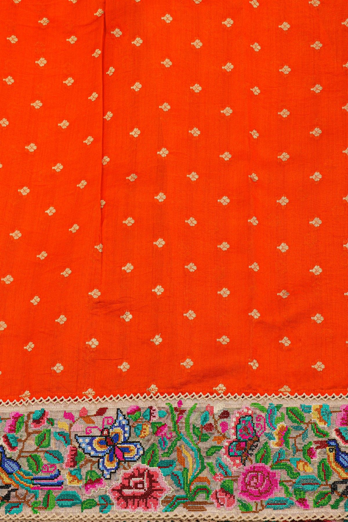 Designer Kora Red Saree