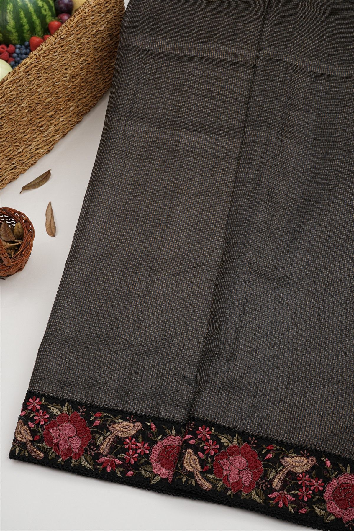 Designer Kora Black Saree