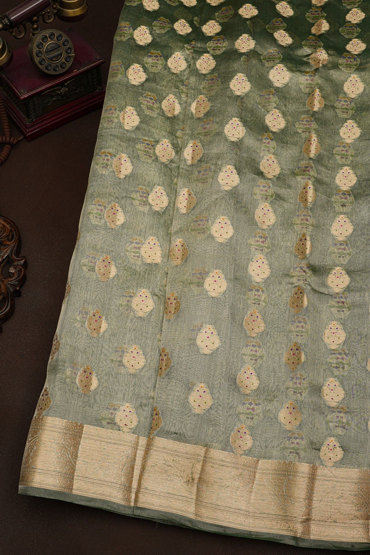 Fancy Kora Light Green Saree