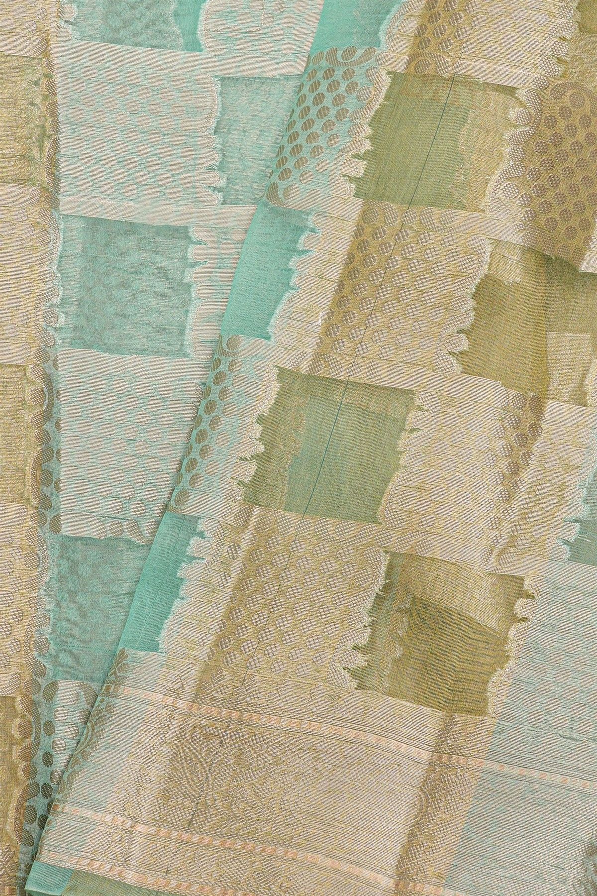 Fancy Kora Sea Green Saree