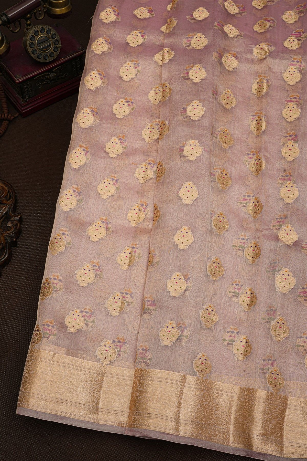 Fancy Kora Onion Pink Saree