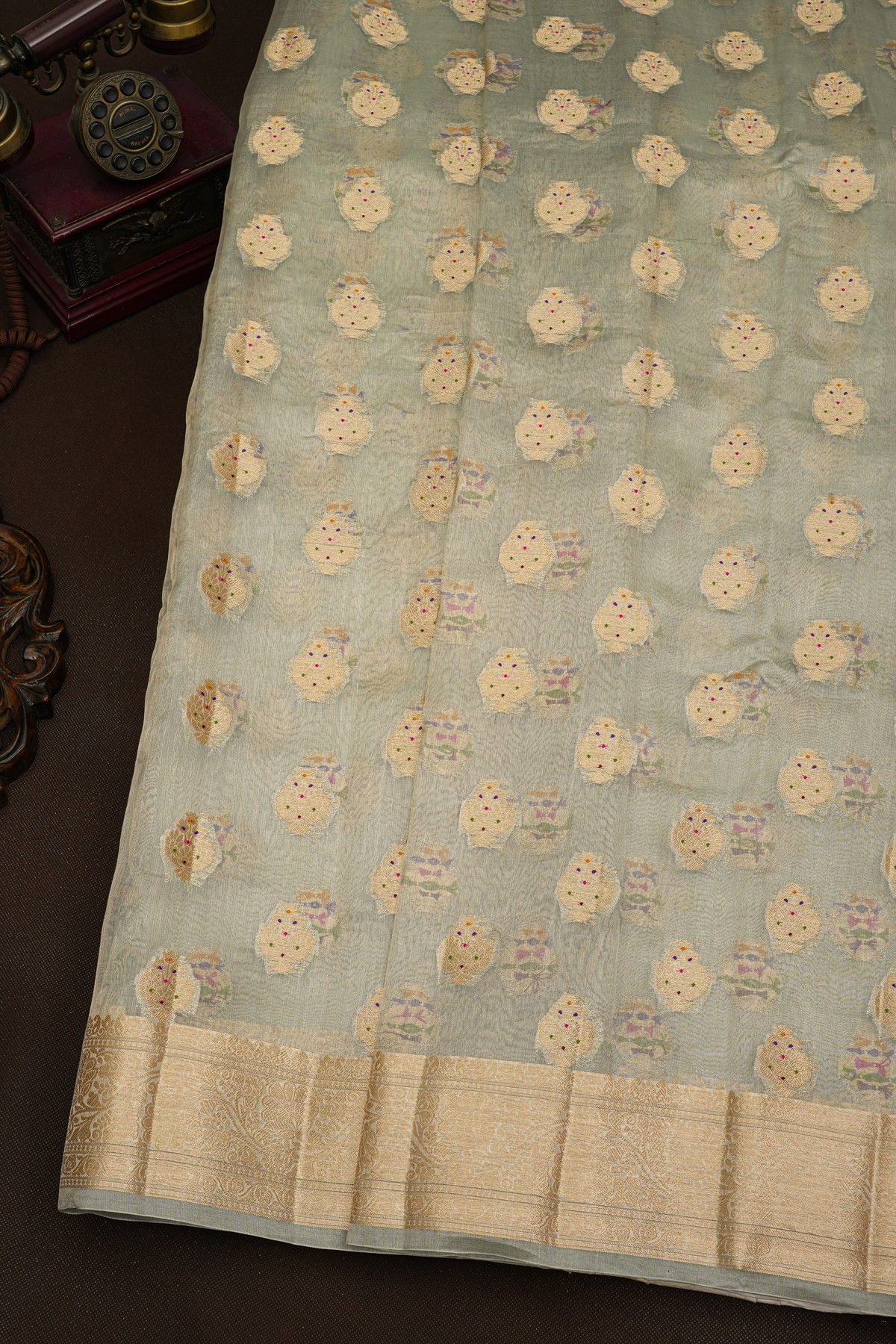 Fancy Kora Mint Green Saree