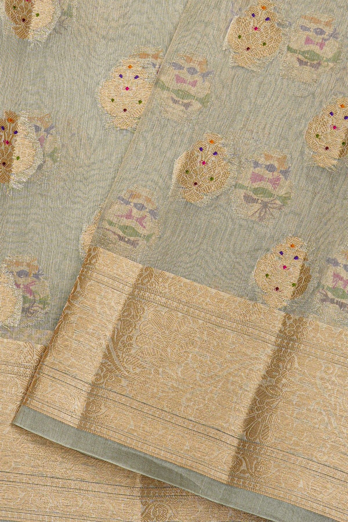 Fancy Kora Mint Green Saree